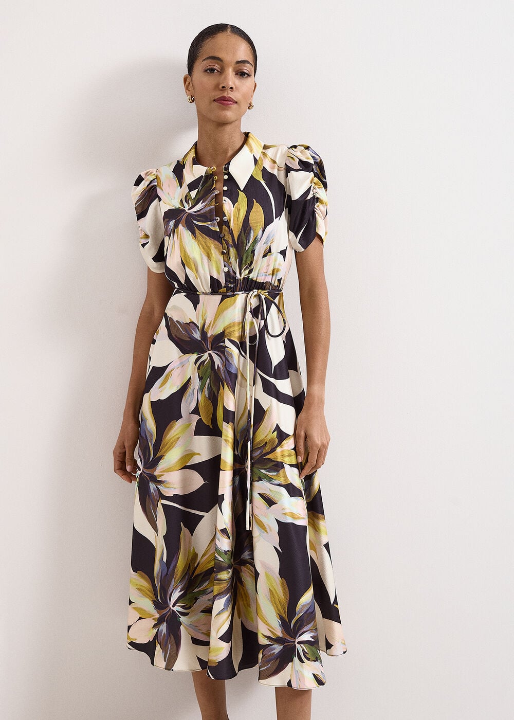 Bella Floral Midi Shirt Dress