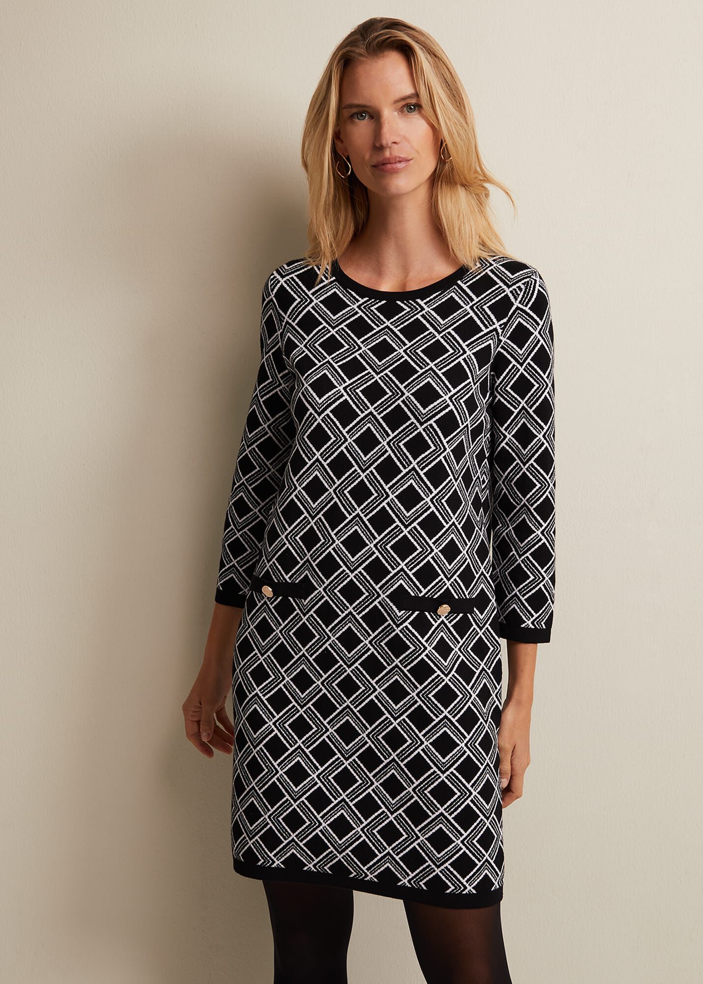 Black White Geometric Tunic Mini Dress Phase Eight Phase Eight UK