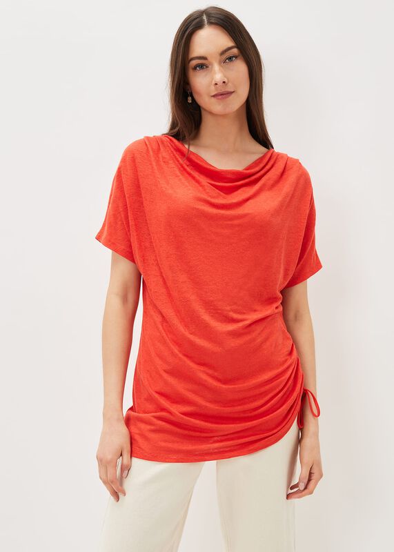 Lea Longline Ruched Linen Top