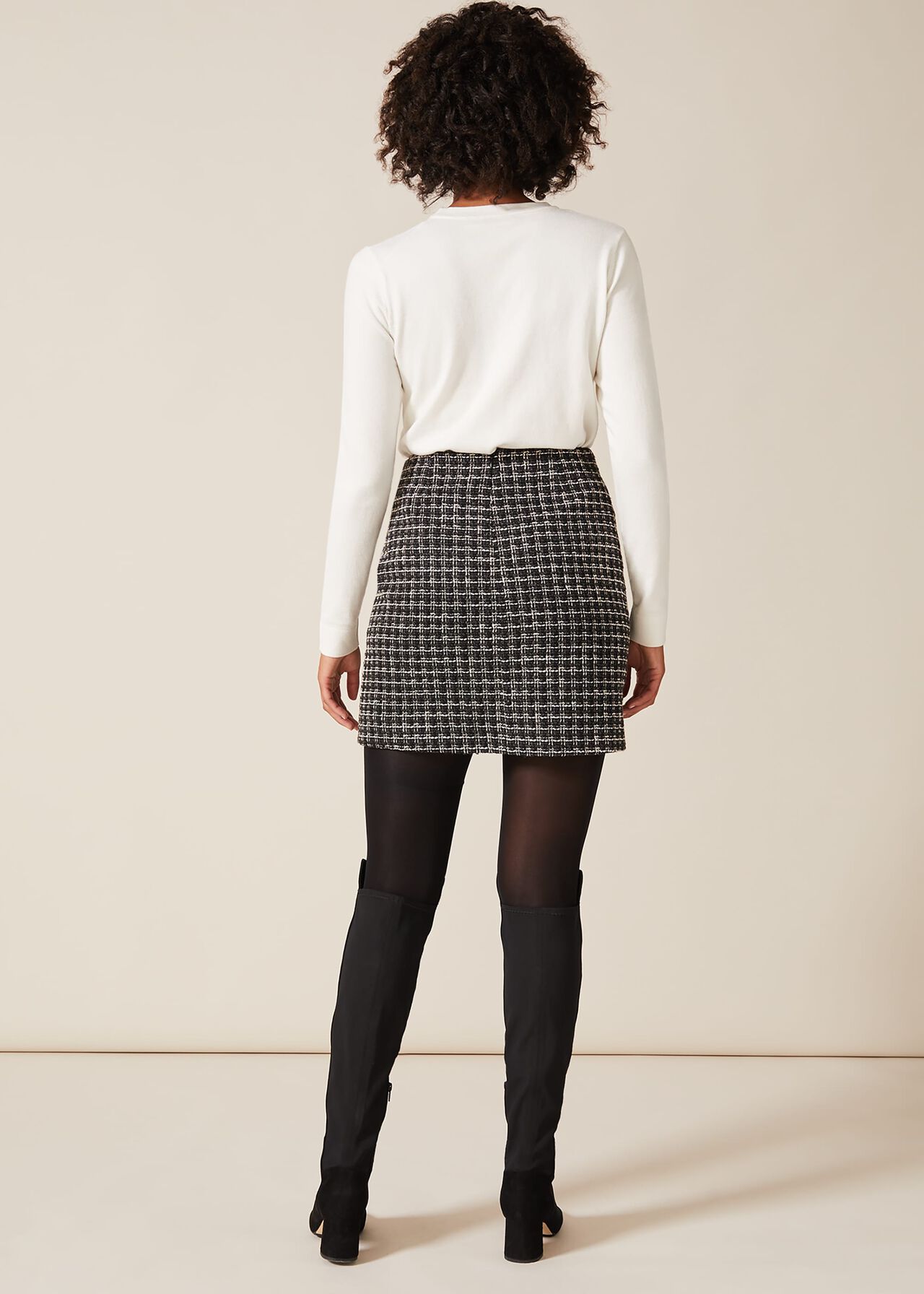 Patch Tweed Skirt