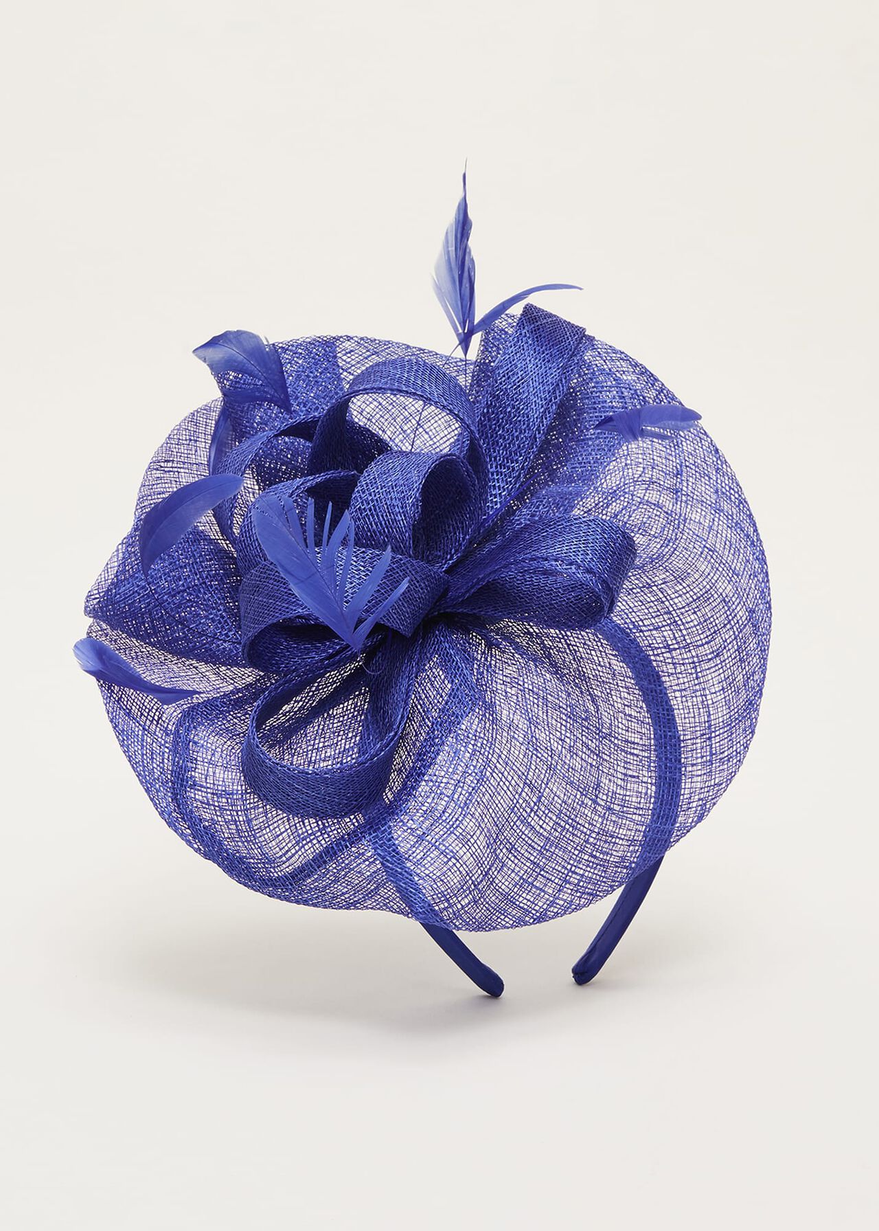 Blue Bow And Feather Fascinator