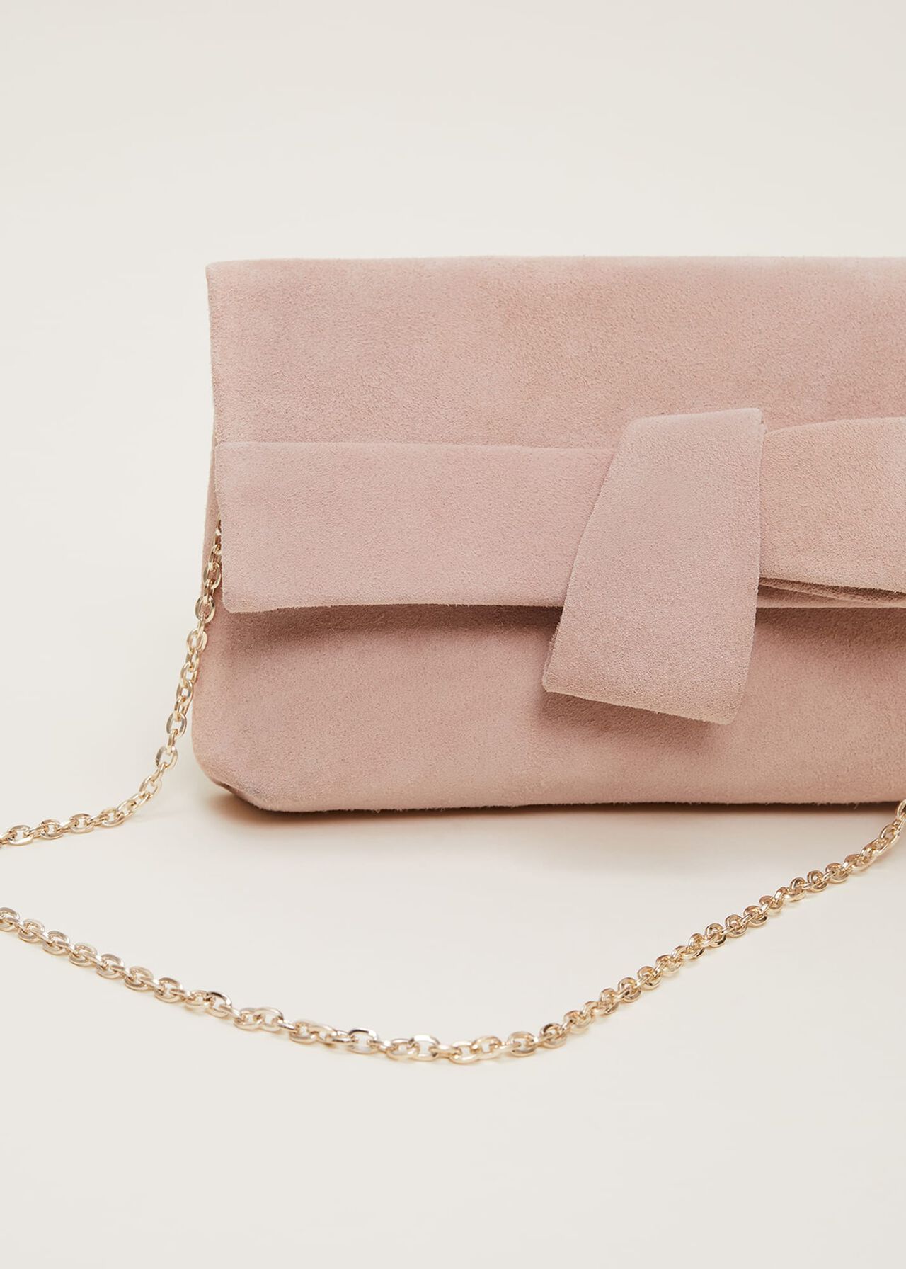 Suede Bow Front Clutch