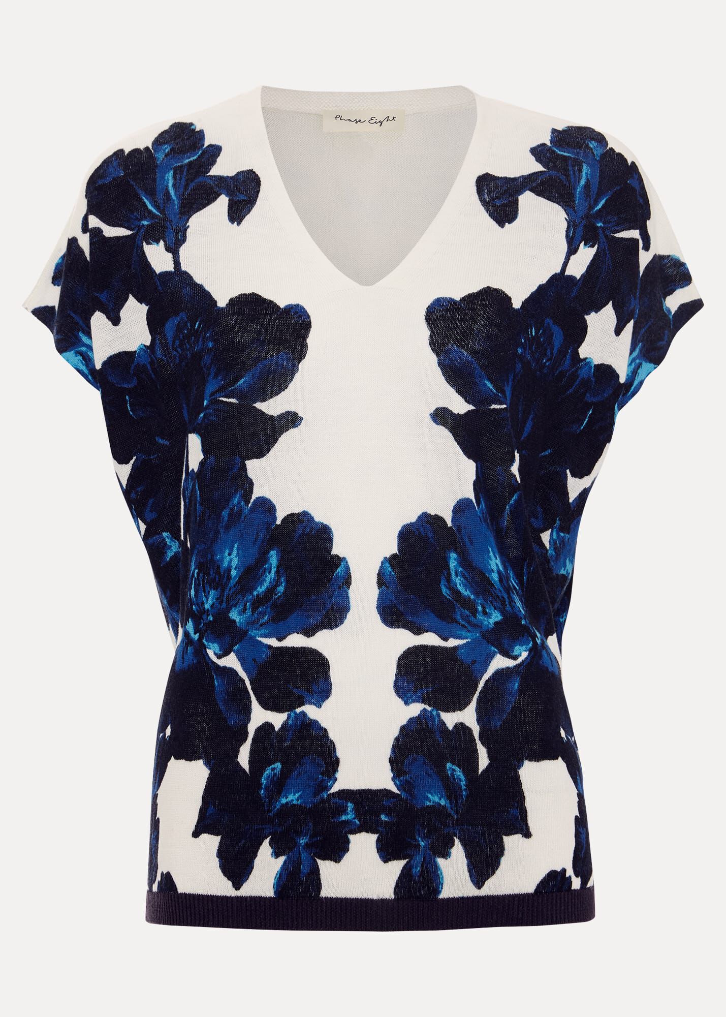 Mia Floral Print Linen Knit Top | Phase Eight UK |