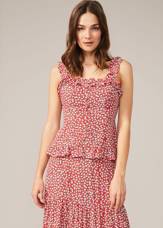 Callista Ditsy Floral Frill Cami Blouse