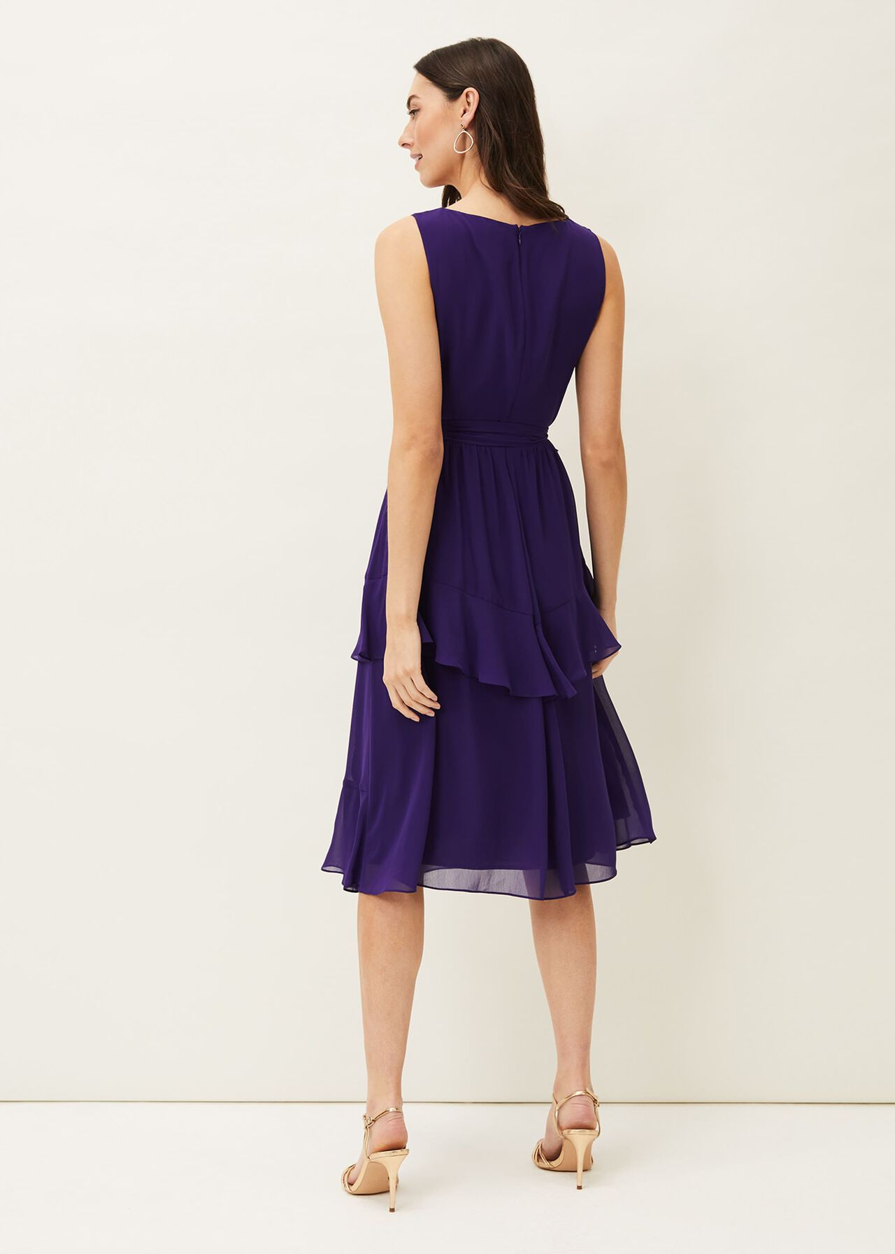 Breesha Tiered V-Neck Fit And Flare Belted Dress