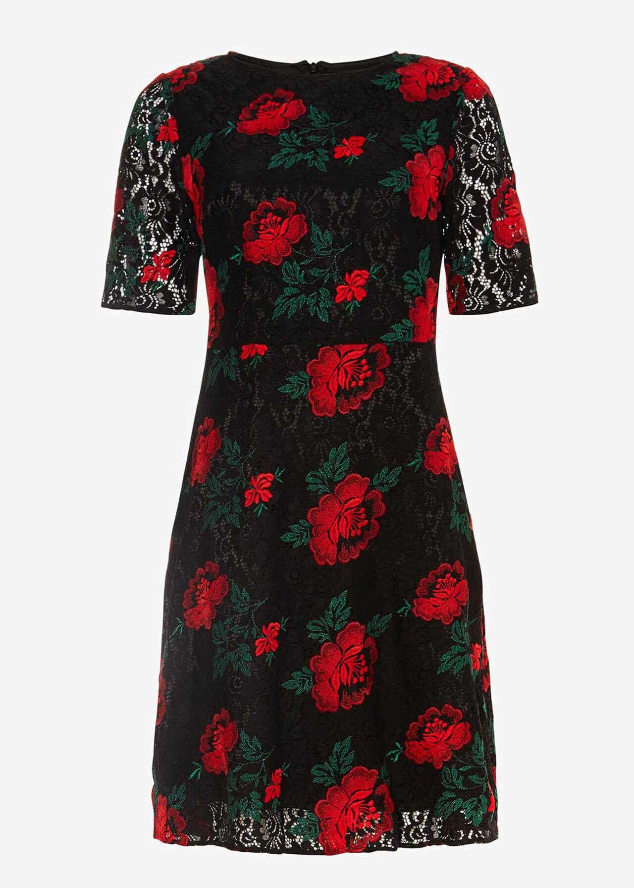 Rose Embroidered Lace Dress