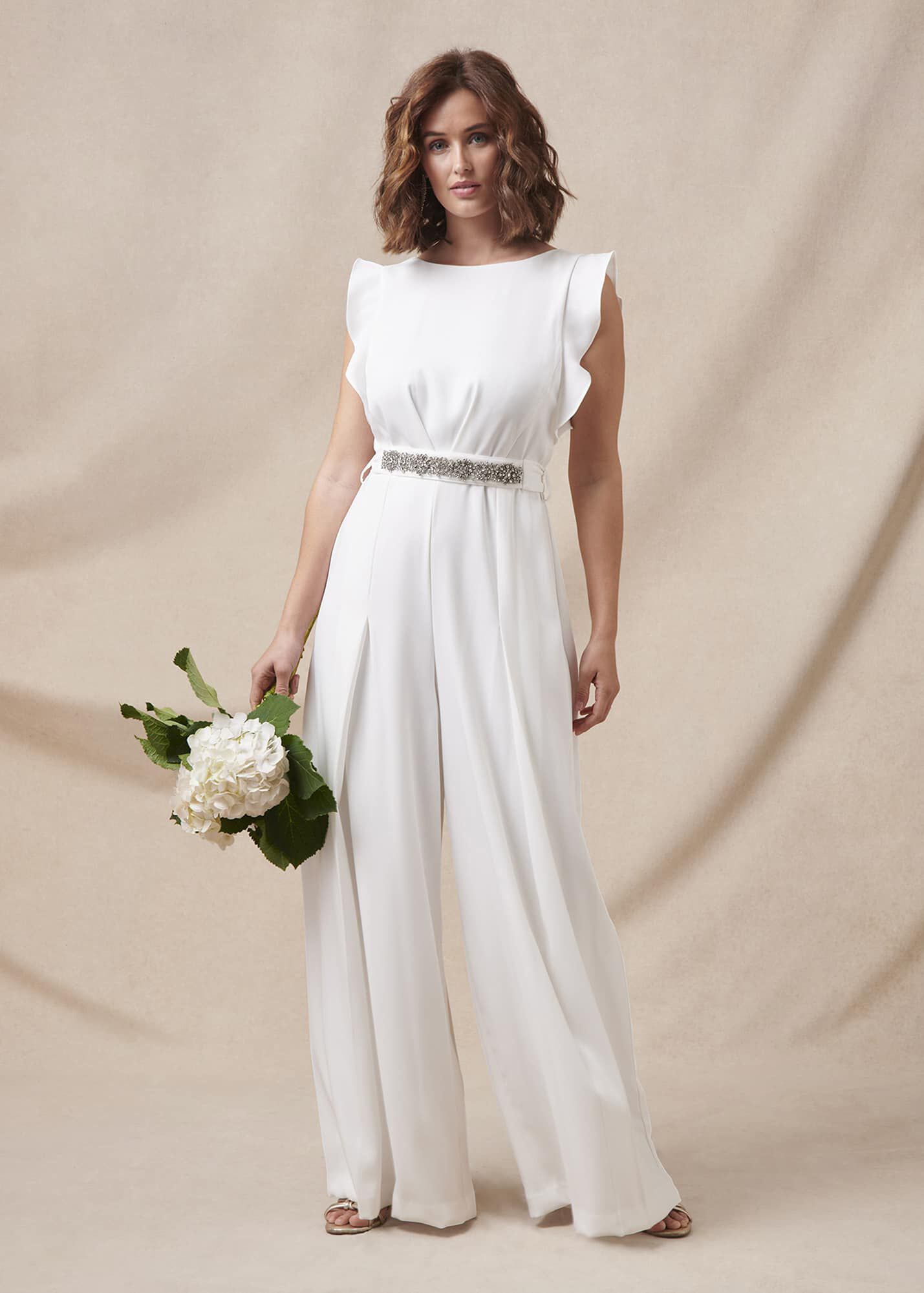 Sparkle Sequin White Bridal Jumpsuit Wedding Detachable Train - Etsy  Australia