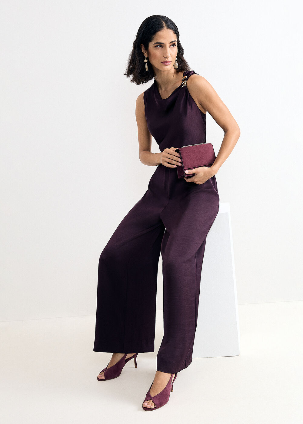Avril Satin Cowl Neck Jumpsuit