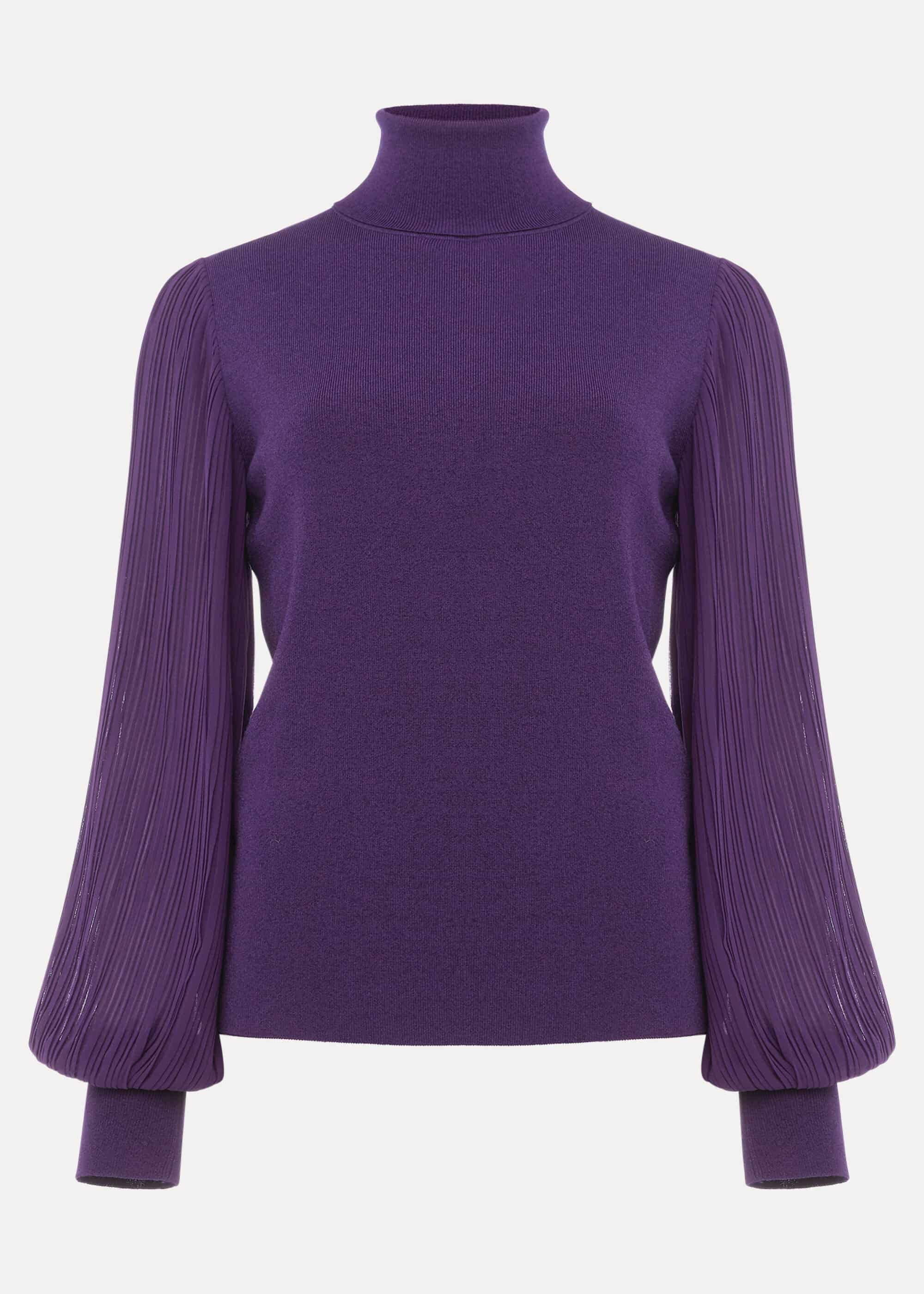 Pleated sleeve sweater outlet