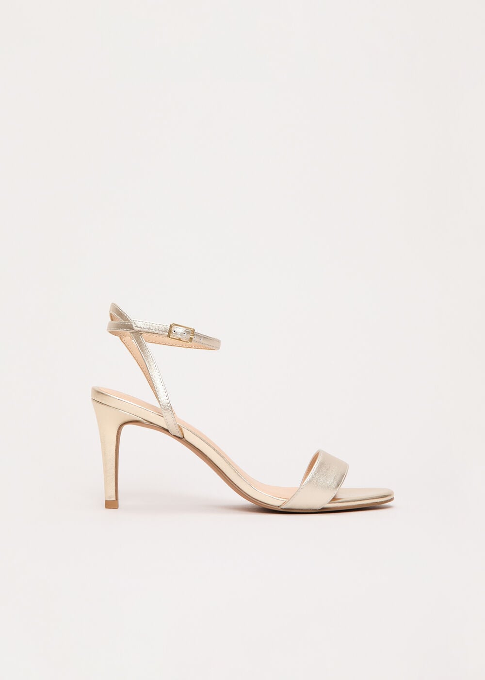 Leather Ankle Strap Heeled Sandals