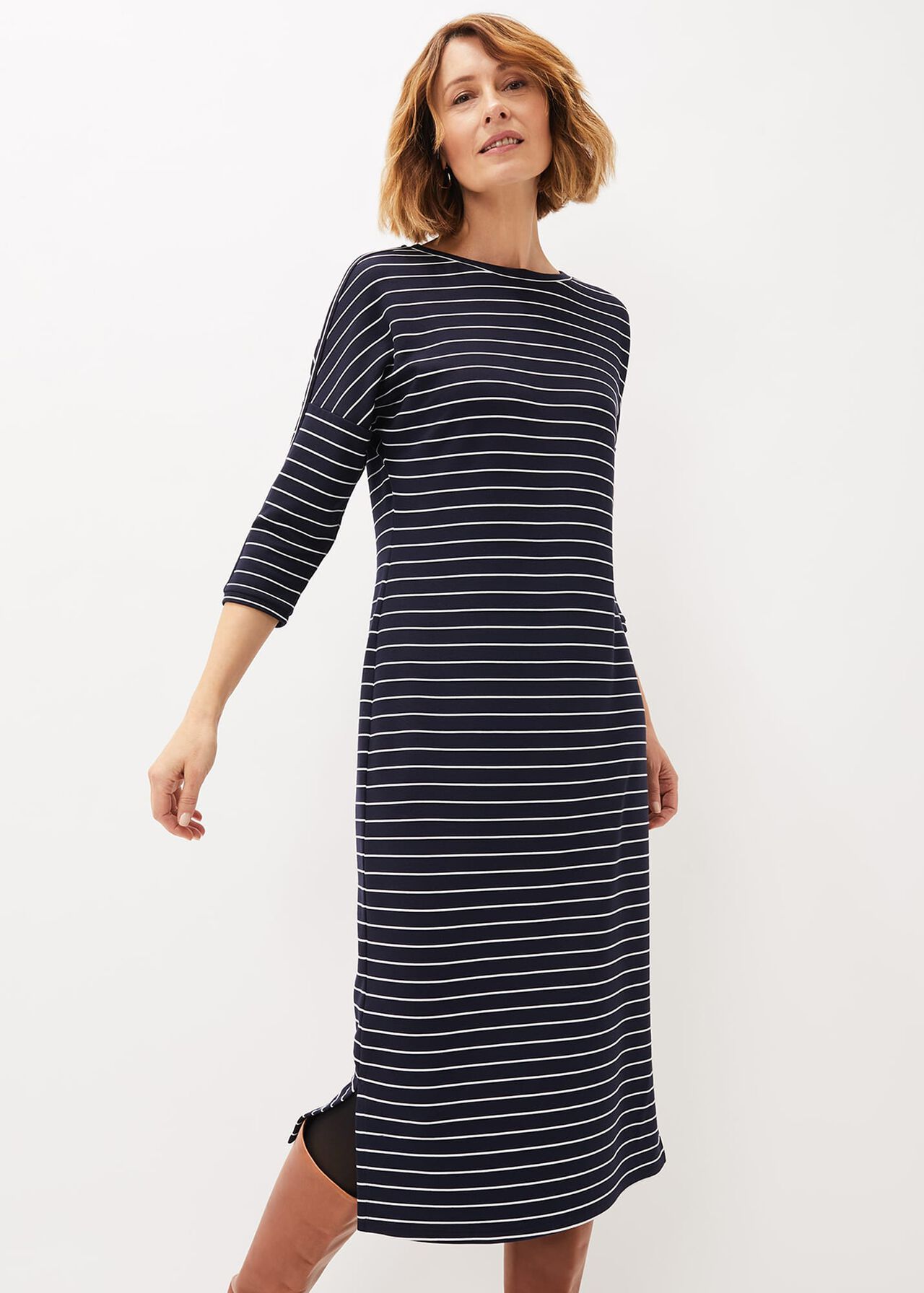 Cecile Stripe Midi Jersey Dress