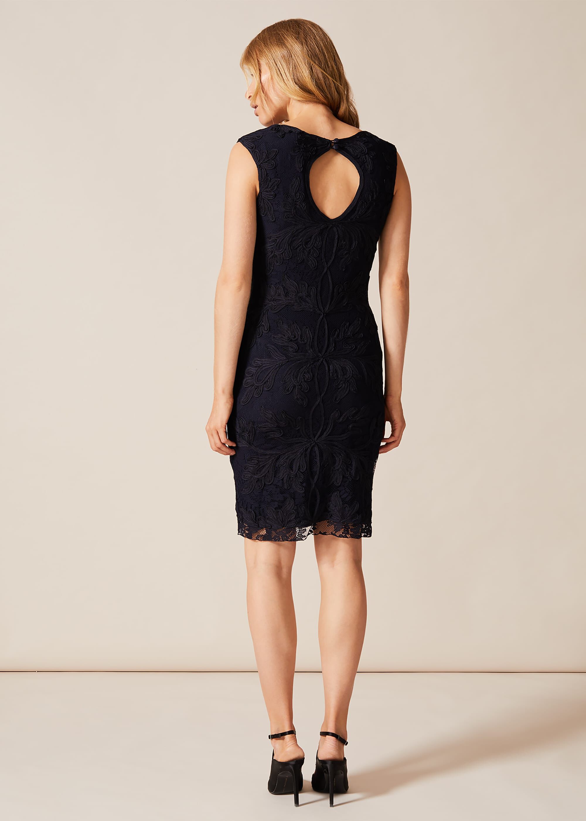 Blue Womens Clothing Dresses Cocktail and party dresses Phase Eight s Paige Short Tapework Lace Dress in Navy/Ivory 