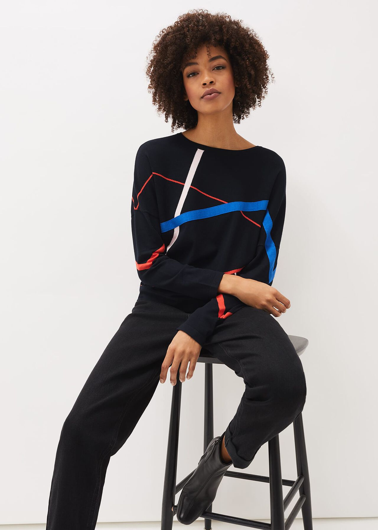 Candice Abstract Print Fine Knit Jumper