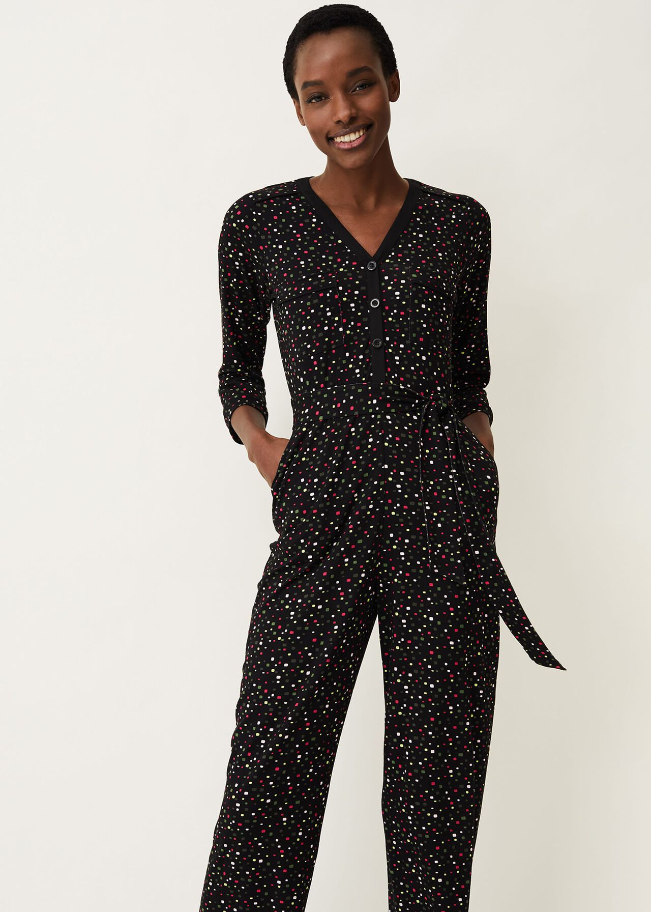 Anglia Ditsy Print Jersey Jumpsuit