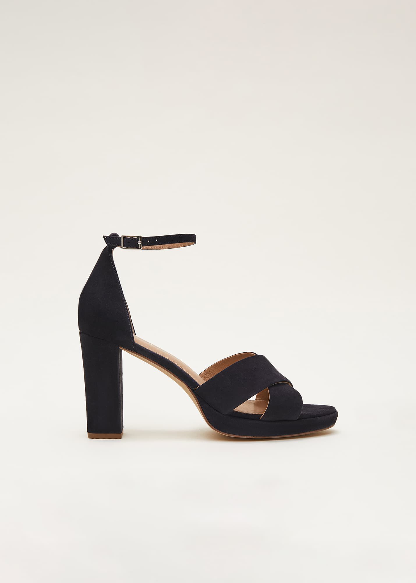 Navy suede deals block heels