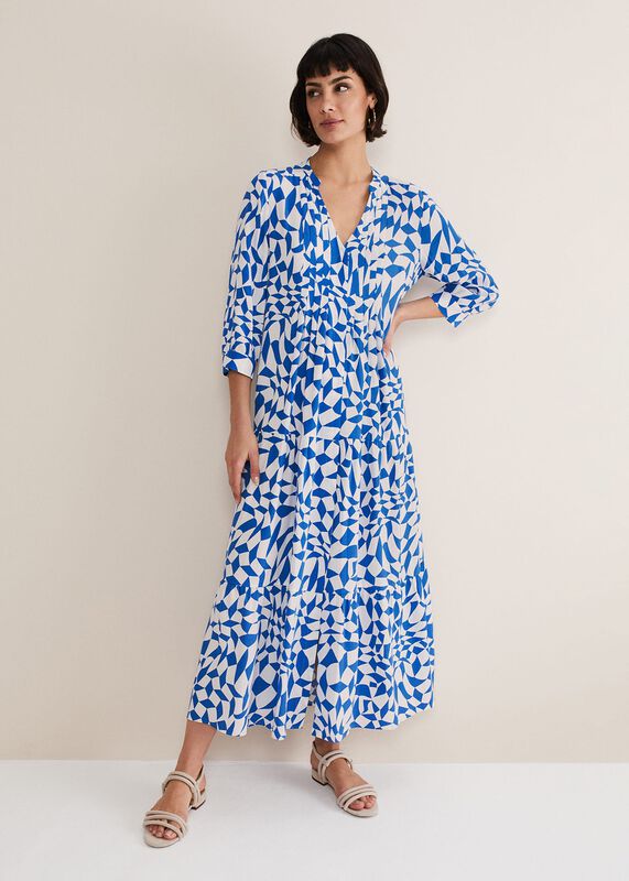 Penele Blue Geo Midaxi Dress