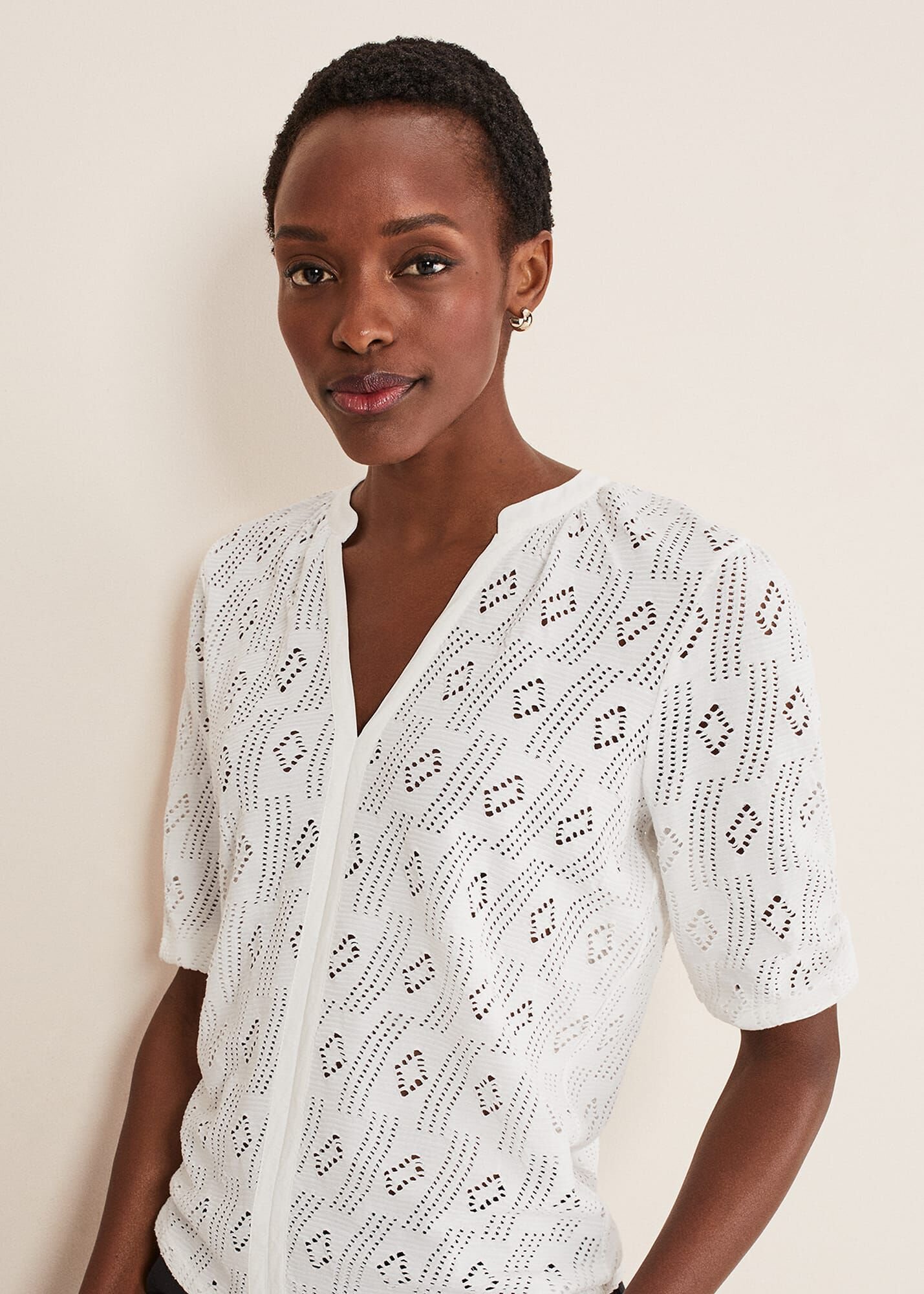 White broderie anglaise top