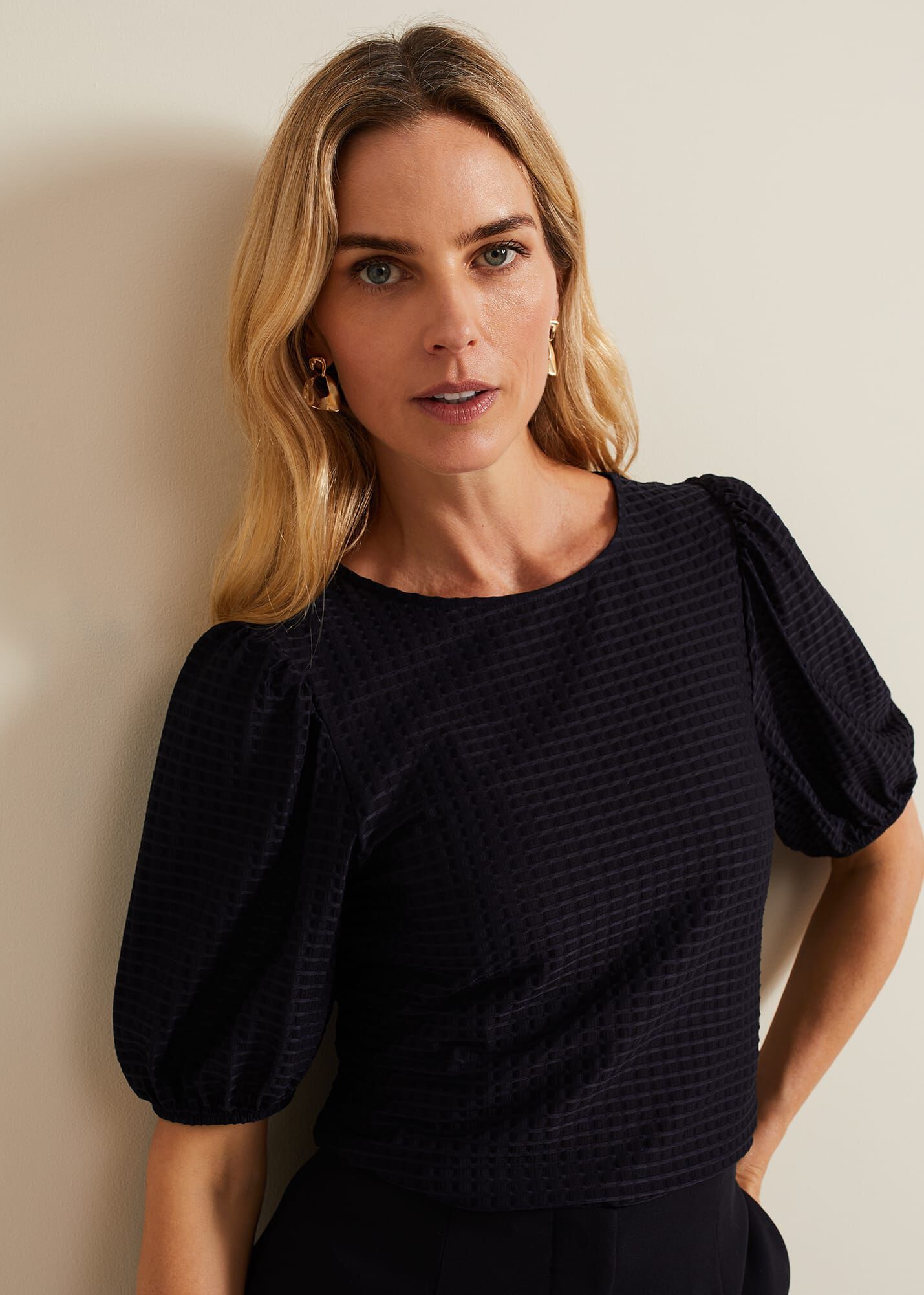 Adley Texture Bubble Sleeve Top | Phase Eight UK |