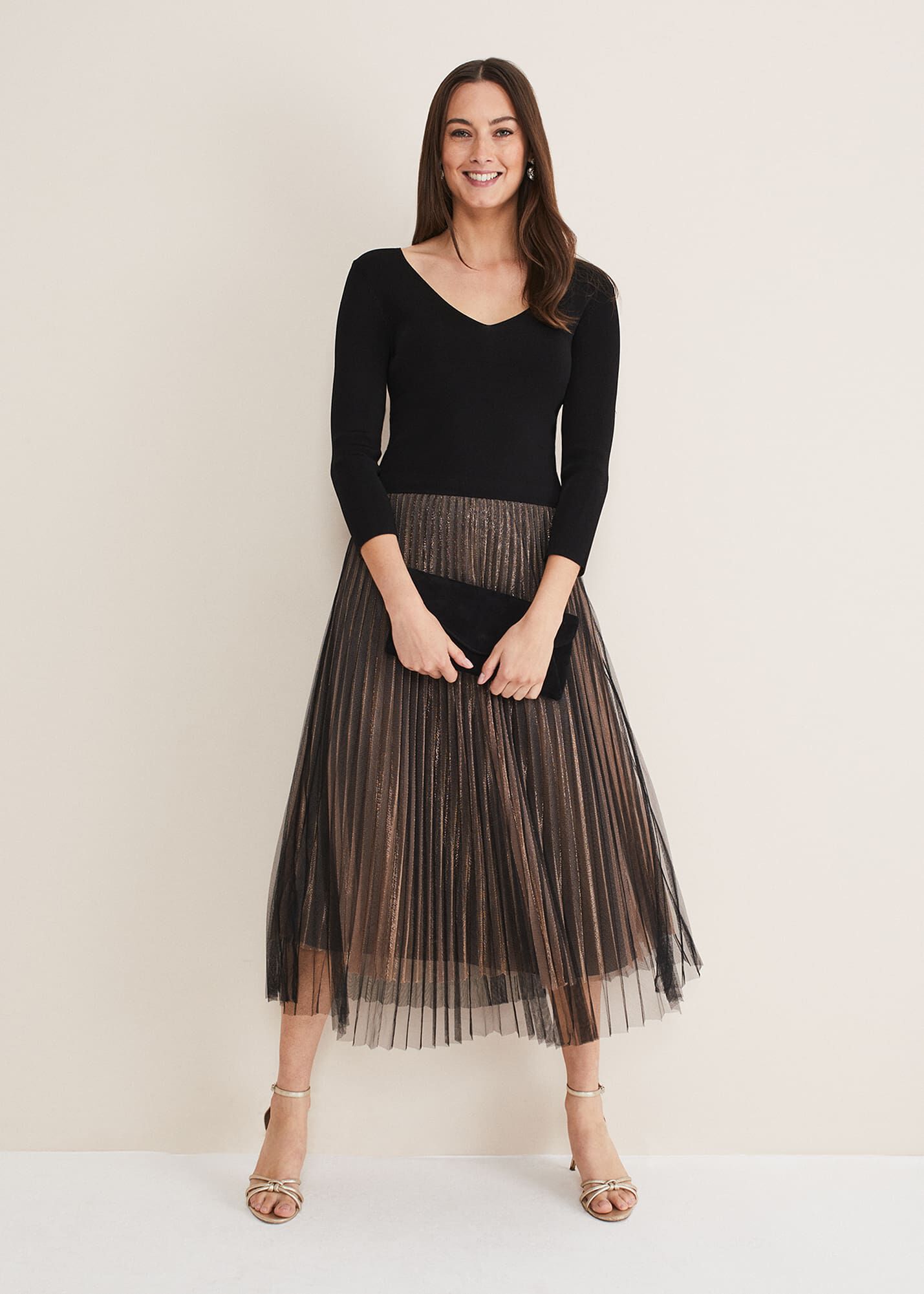 Rayen Pleated Mesh Skirt Dress Phase Eight ROW