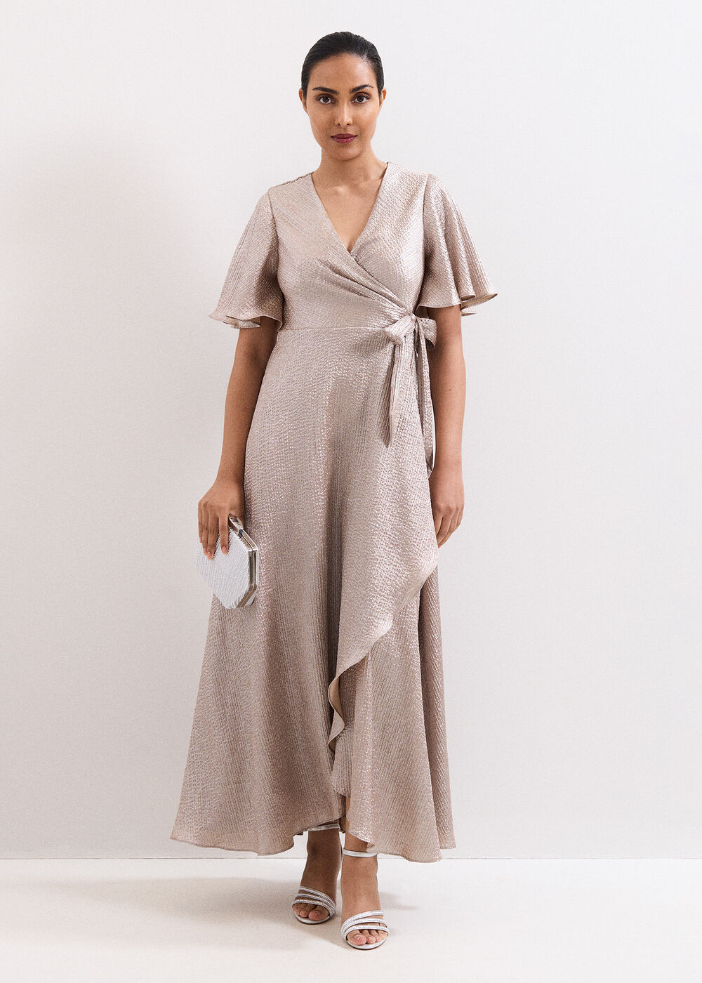 Petite Julissa Gold Shimmer Maxi Dress