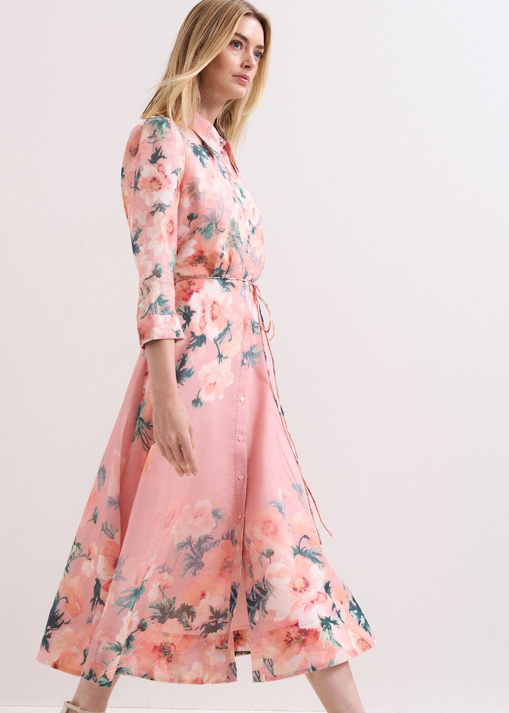 Anabella Floral Shirt Midi Dress