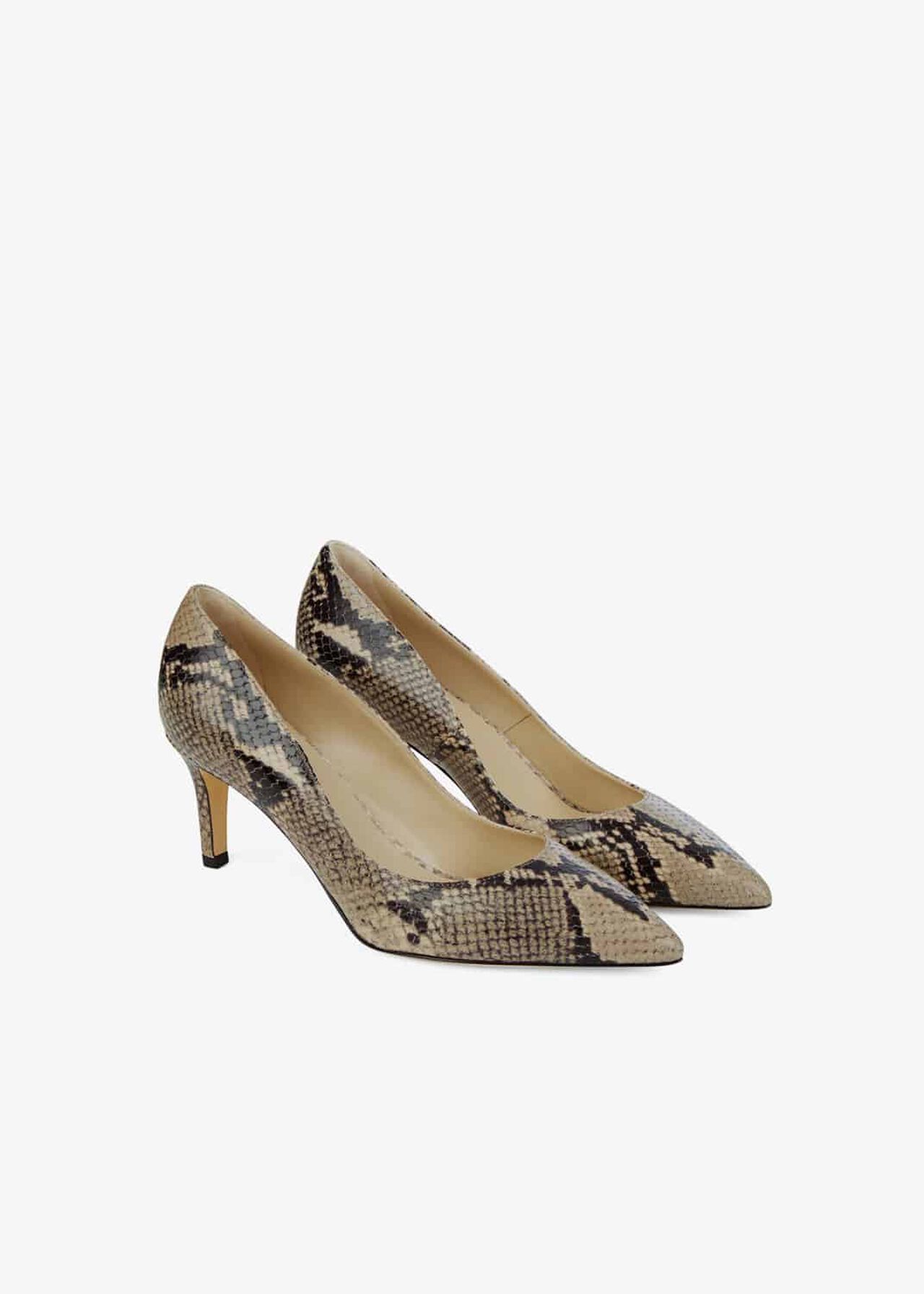Grace Leather Snake Effect Court Shoe