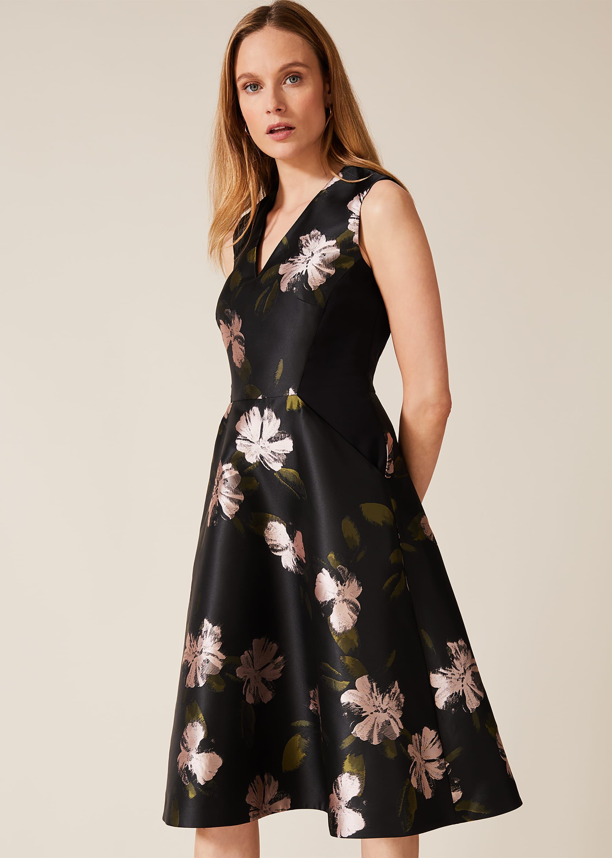 floral jacquard dress