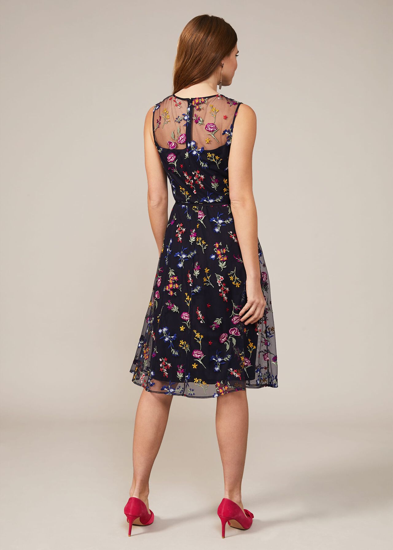 Sindy Embroidered Fit And Flare Dress