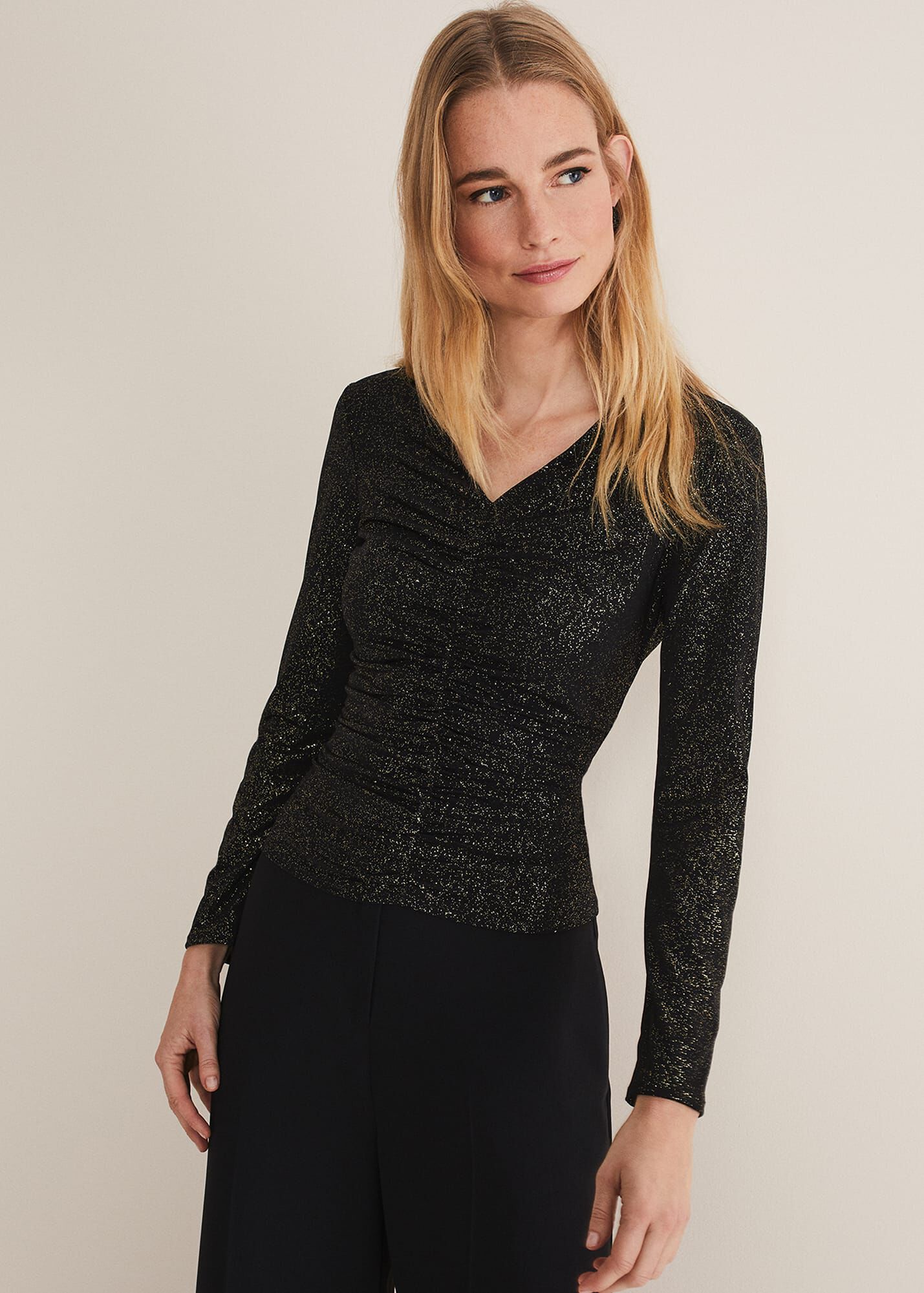 Ruched online neck top
