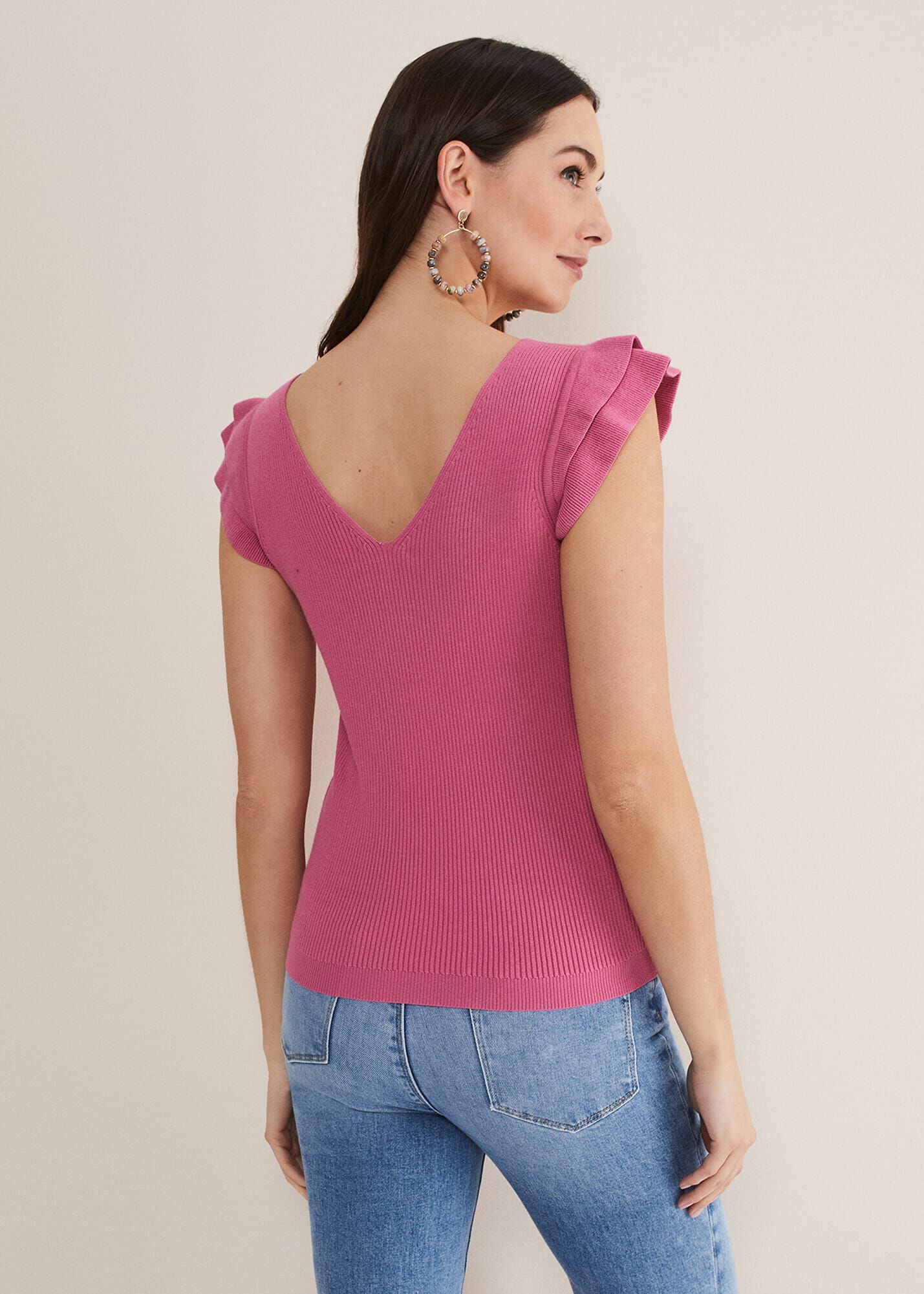 frill sleeve vest top
