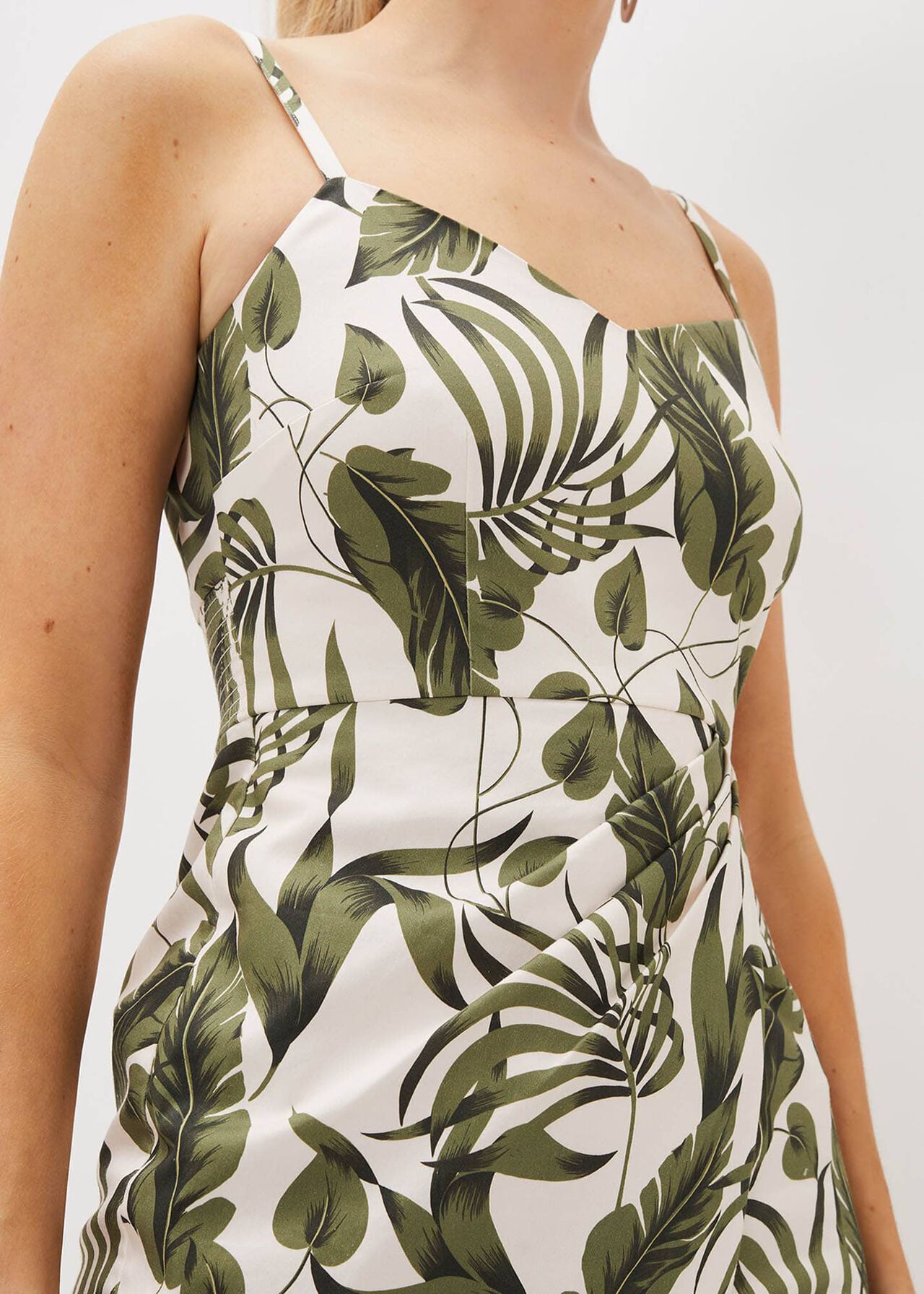 Yolanta Cotton Palm Print Midi Dress