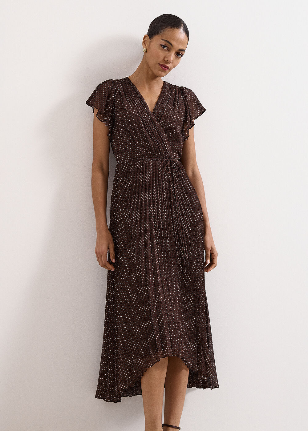 Louisa Polka Dot Wrap Midi Dress