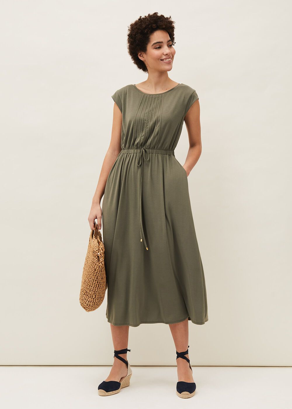 Rosanna Pleat Front Ruched Dress
