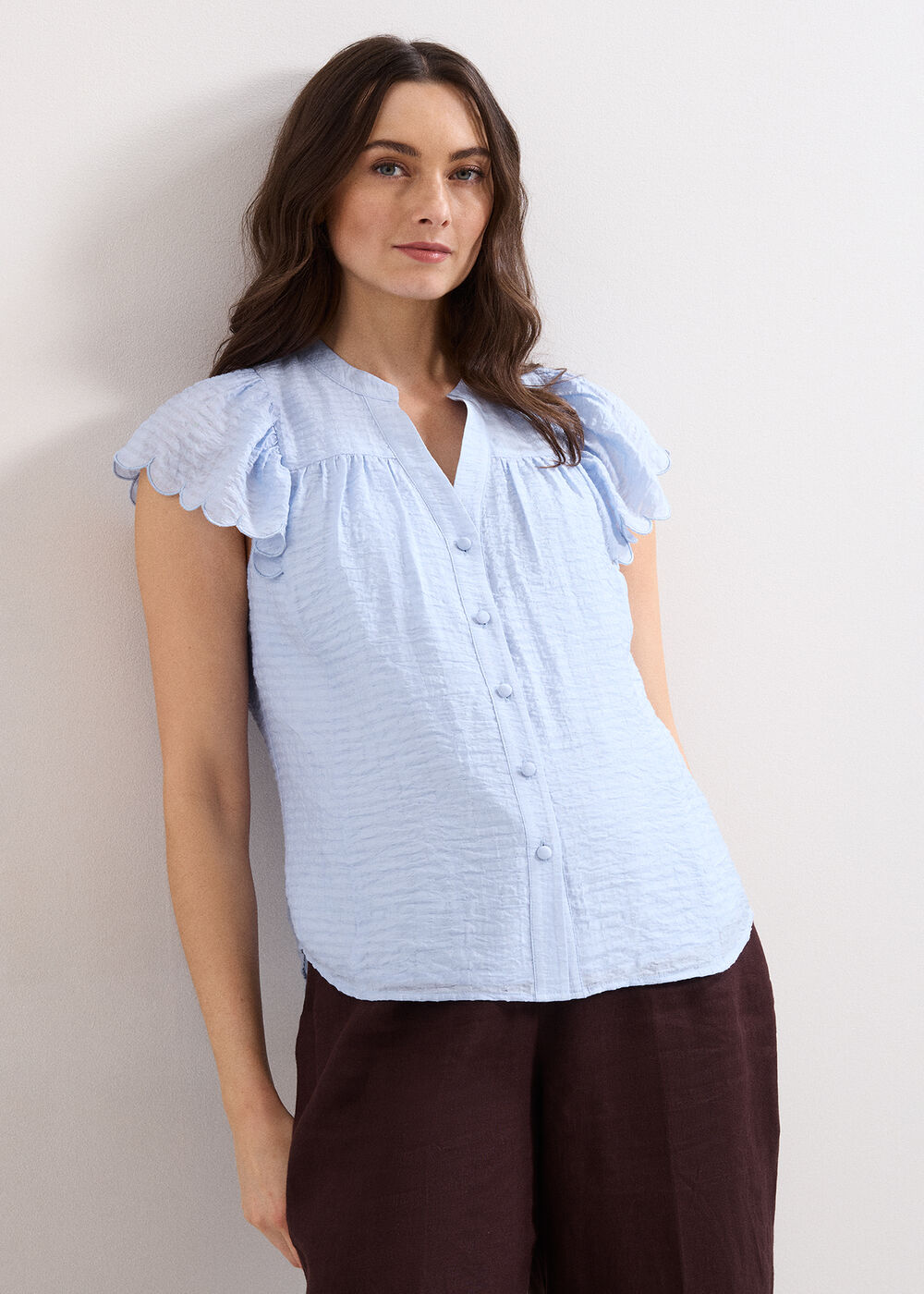 Aleasha Blue Cotton Blouse