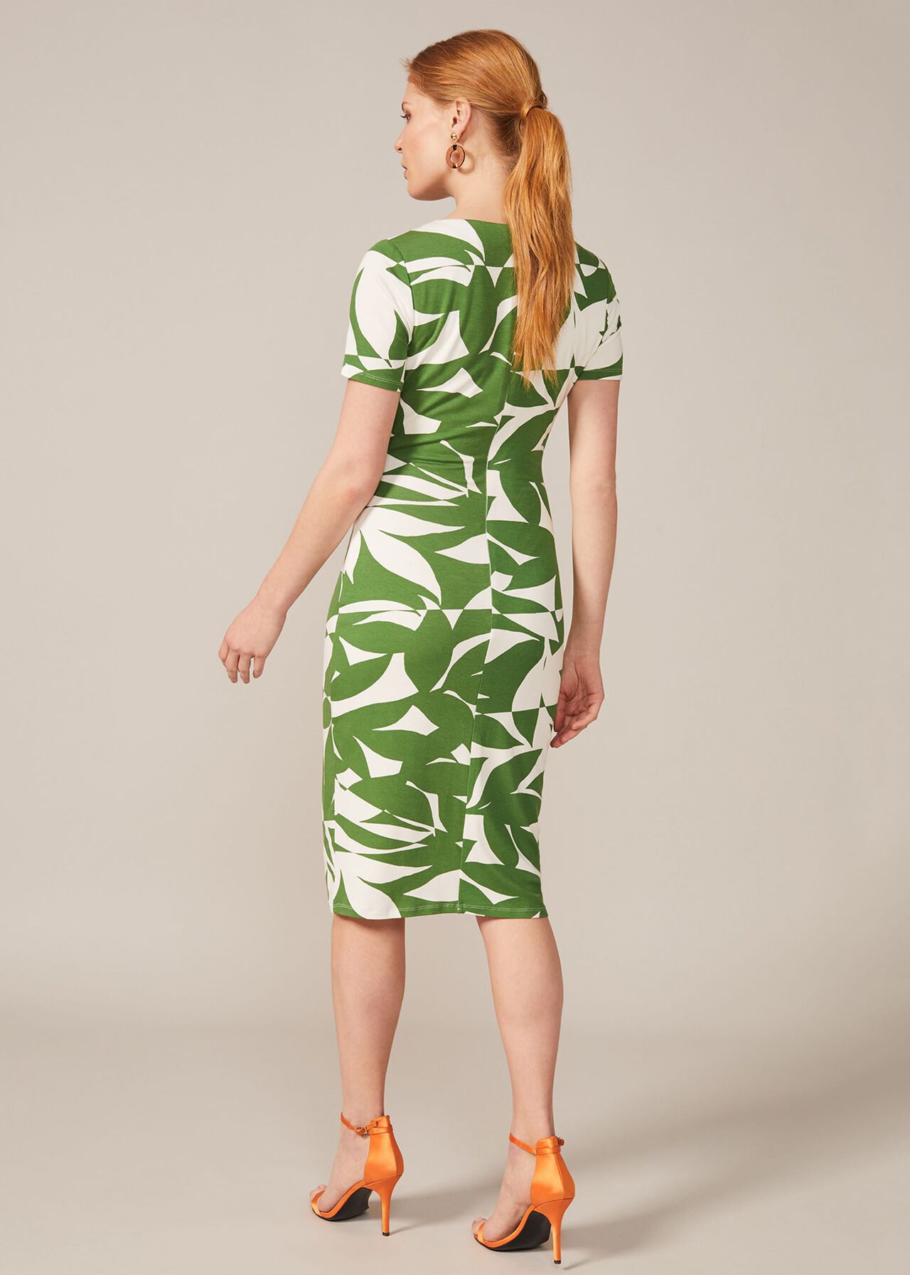 Gladys Leaf Print Jersey Dress