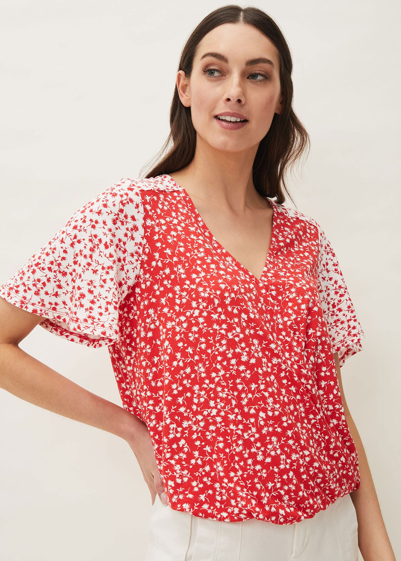 Ebony Ditsy Floral Wrap Top | Phase Eight