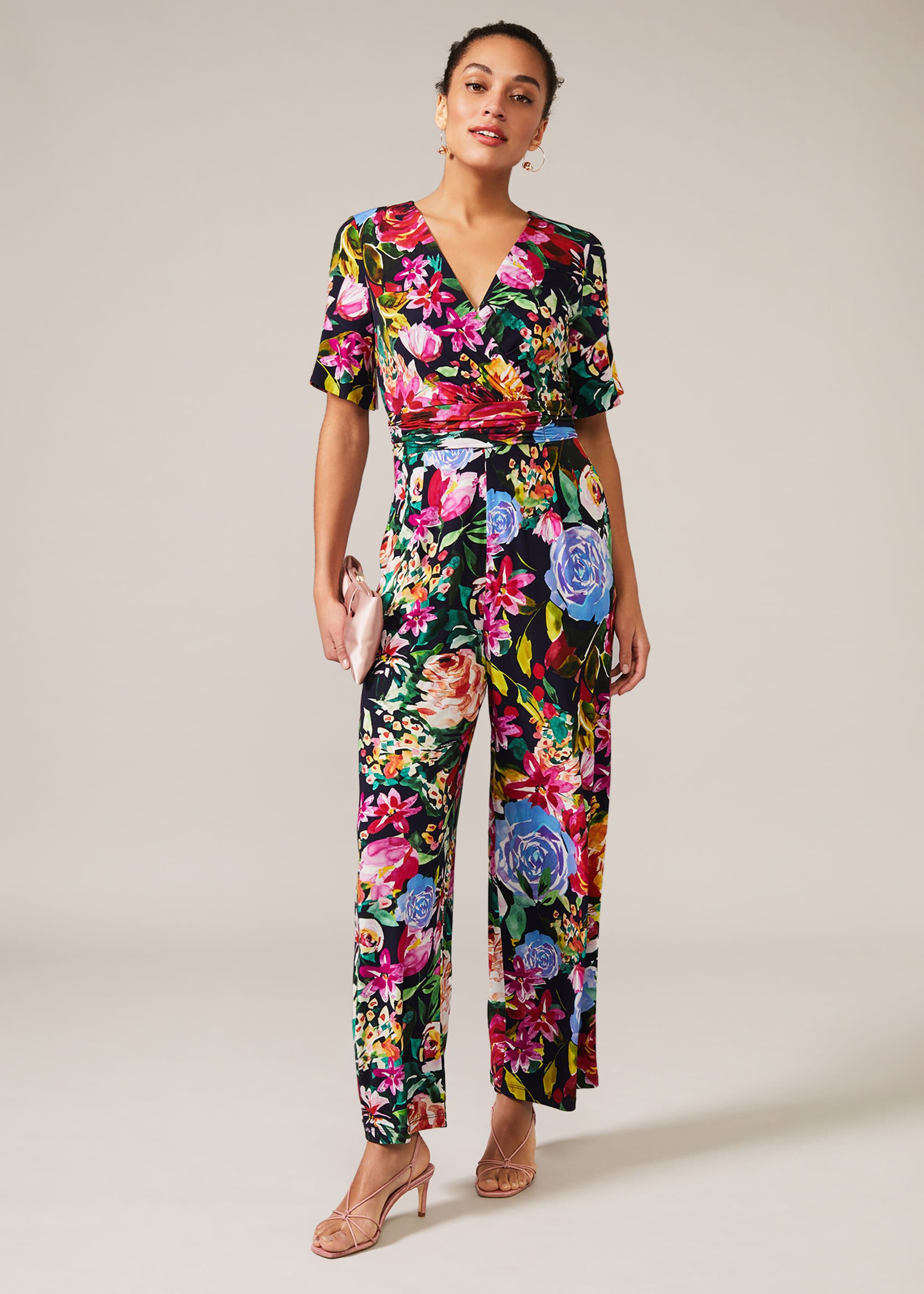 Women's Floral Print Strappy Culotte Jumpsuit | Boohoo UK