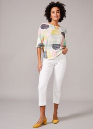 Kylie Circle Print Linen-Blend Knit Top