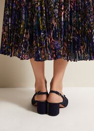Blue Suede Slingback Heels