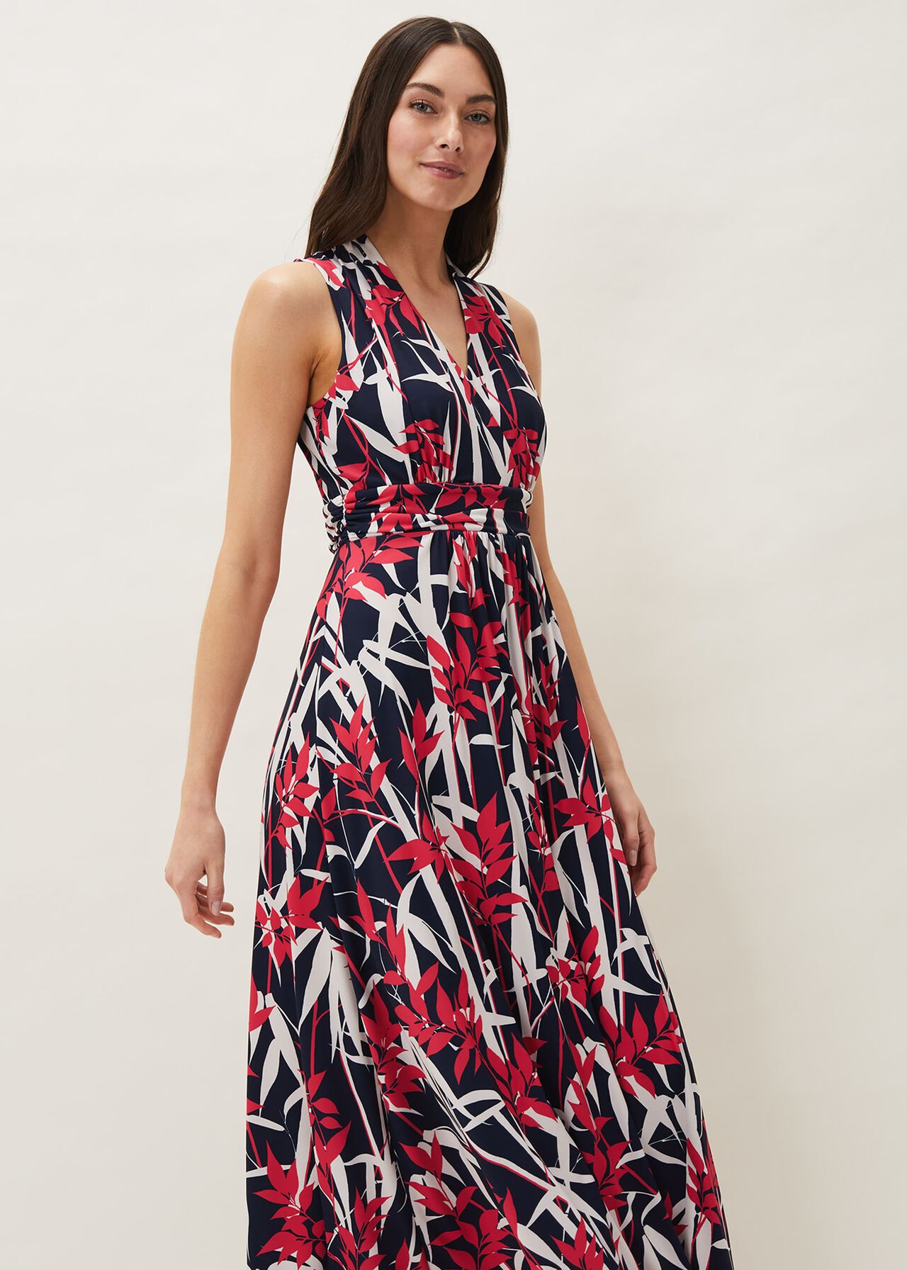 Ellen Palm Print Jersey Maxi Dress