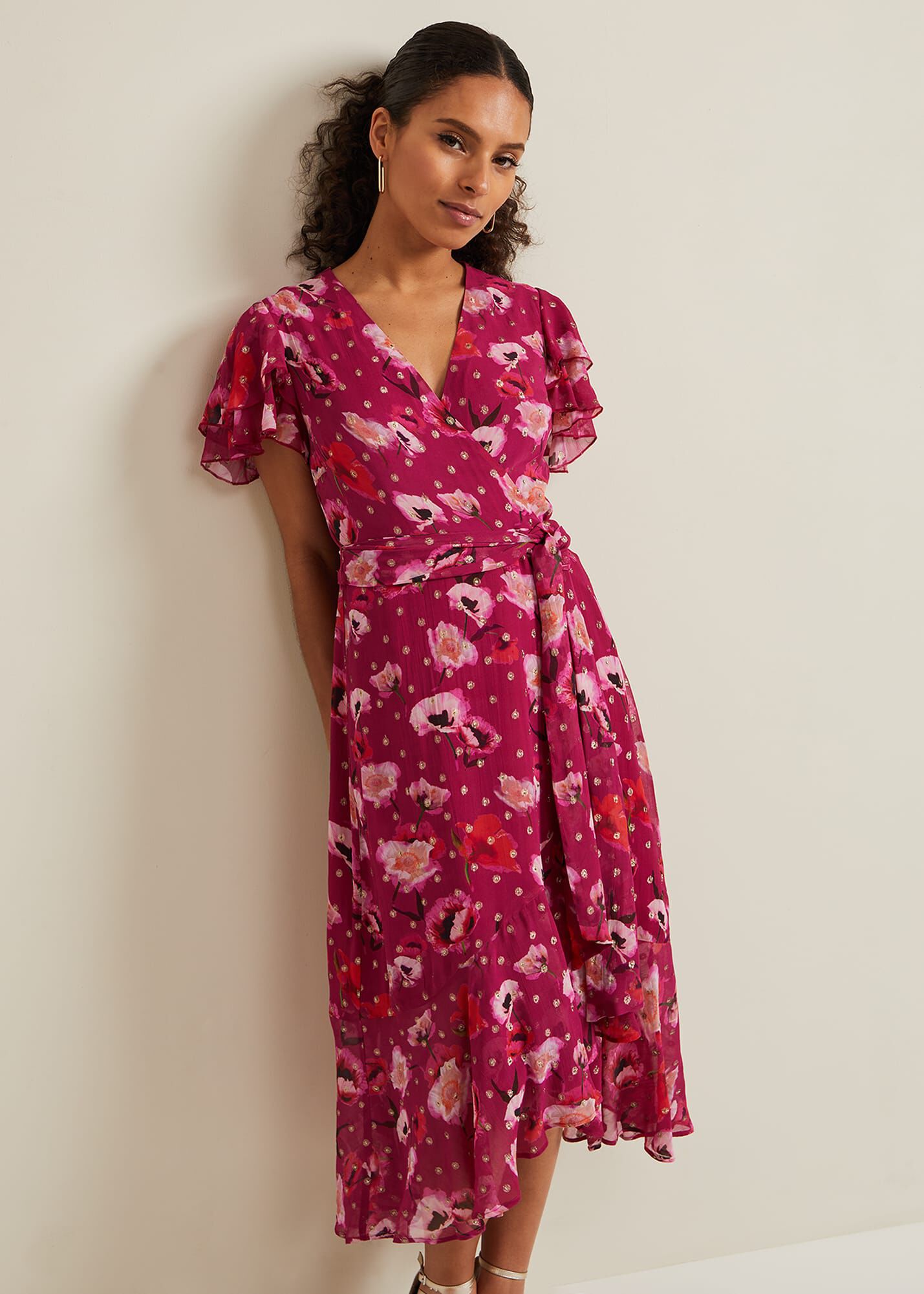 Petite Nadine Ruffle Print Dress Phase Eight UK