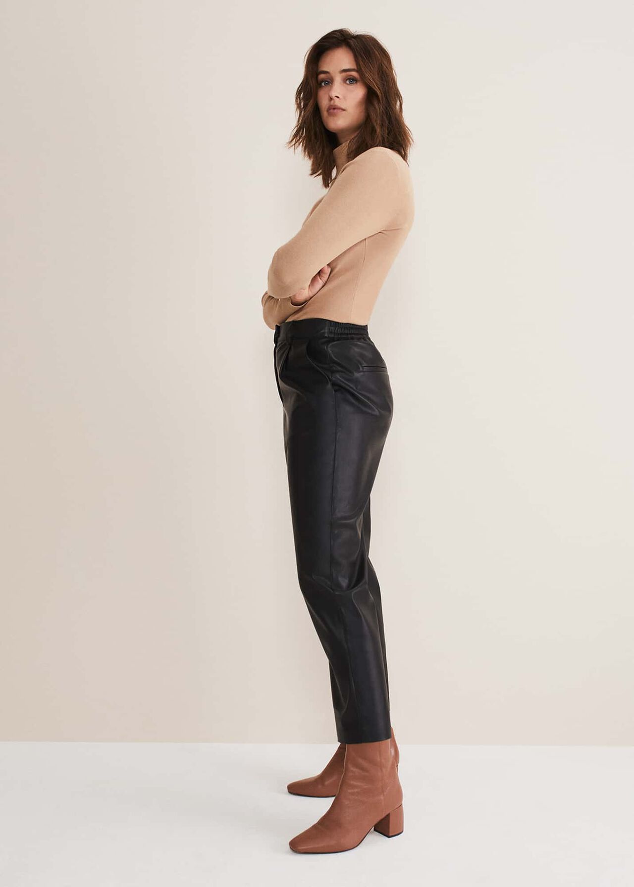 Rya Pleather Straight Leg Trouser