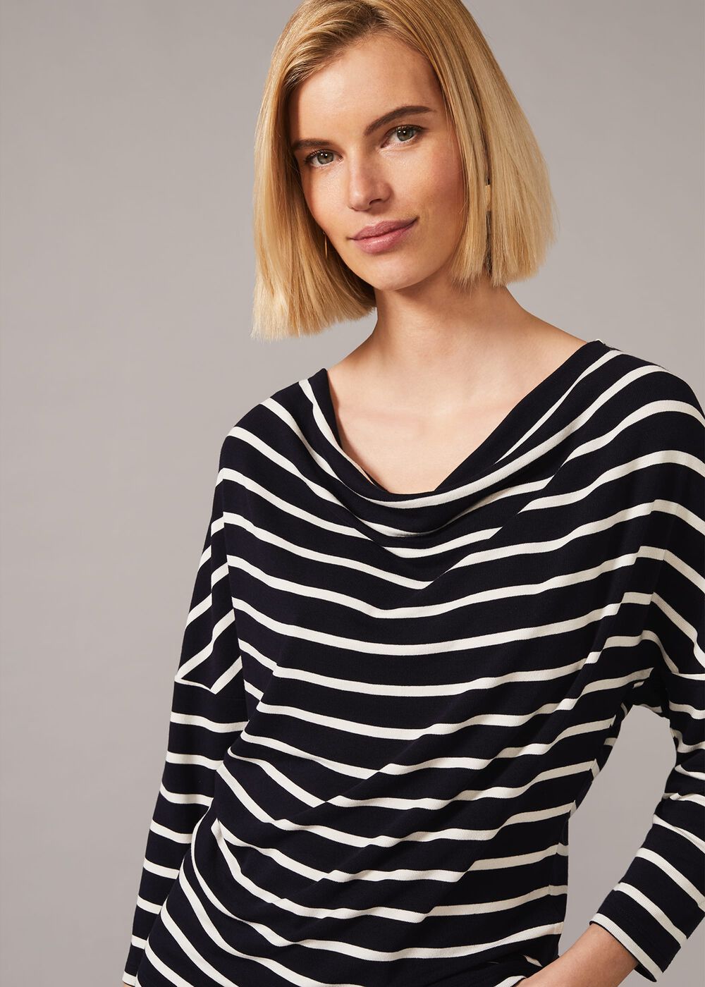 Mayu Stripe Cowl Neck Top