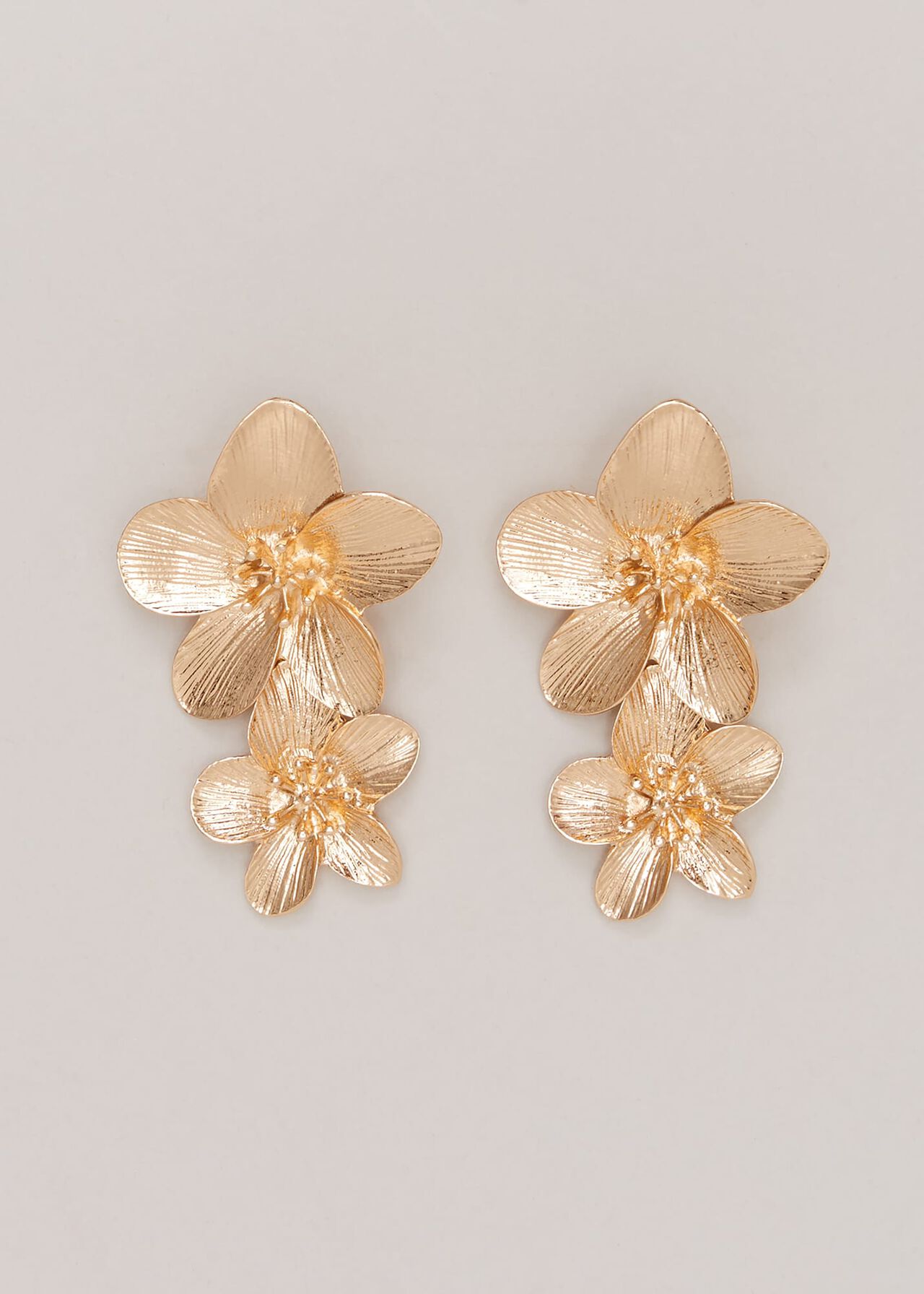 Gold-plated flower drop earrings