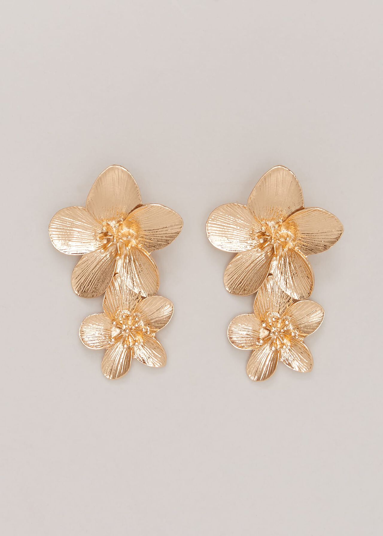 Gold Large Flower Drop Earrings