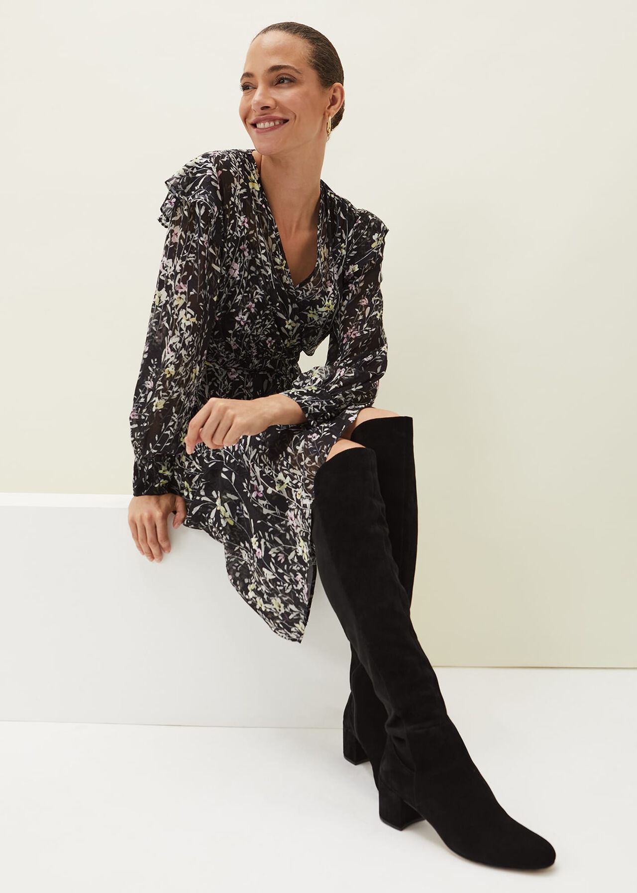 Milly Black Suede Knee Boots