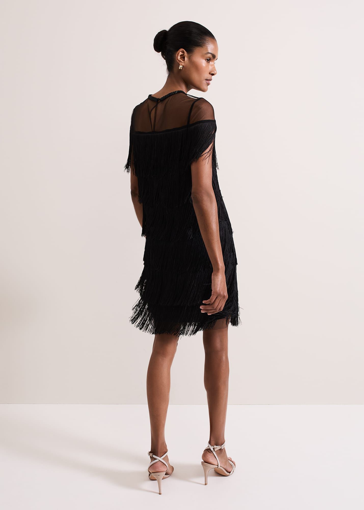 Viola Black Fringe Mini Dress
