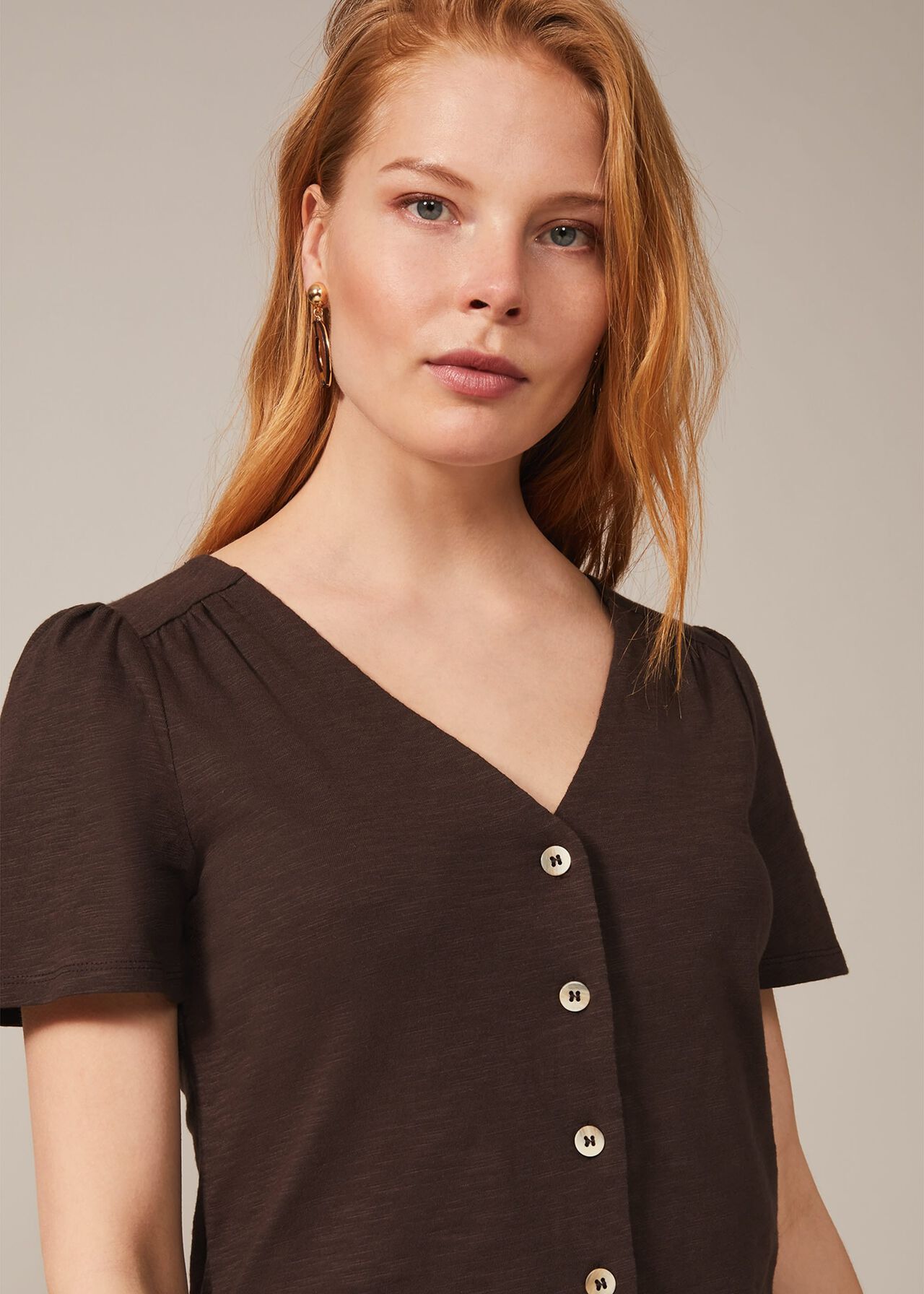 Lorena Button Front Fitted Top