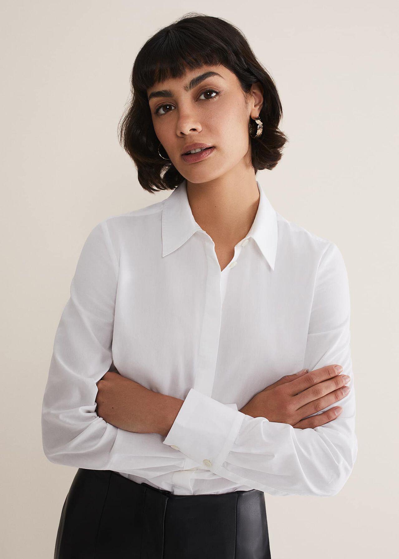White Cotton Fitted Shirt