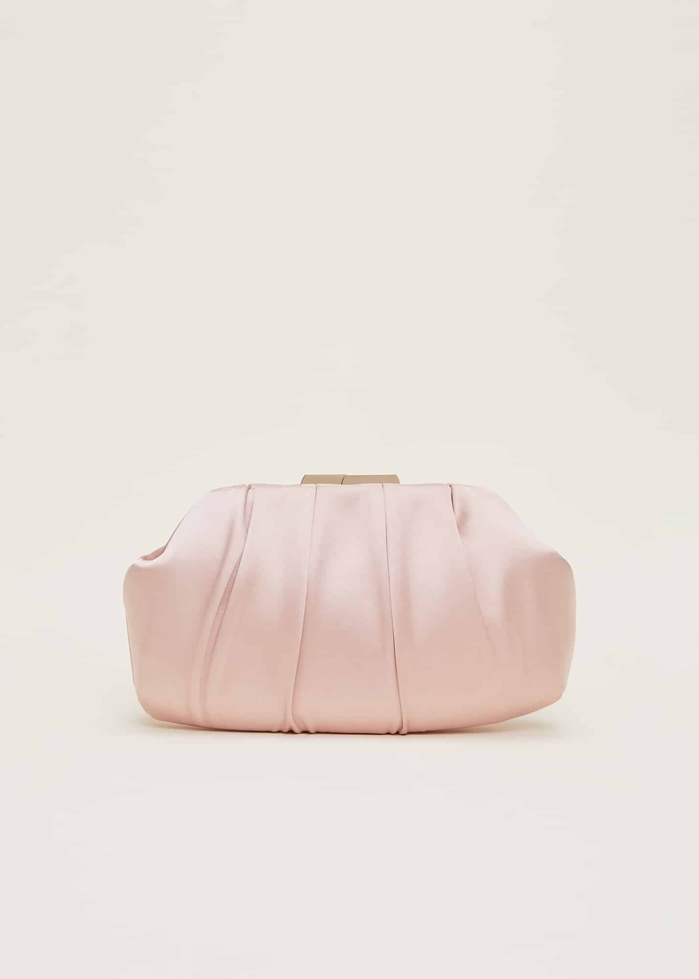 Cloe Diamante Satin Fuchsia Pink Wedding Clutch Bag - SWANKYSWANS